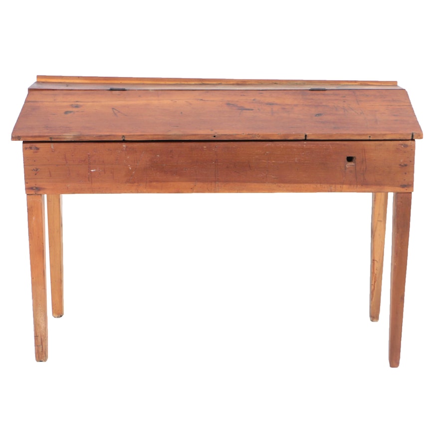 Antique Poplar Lift-Top Writing Desk