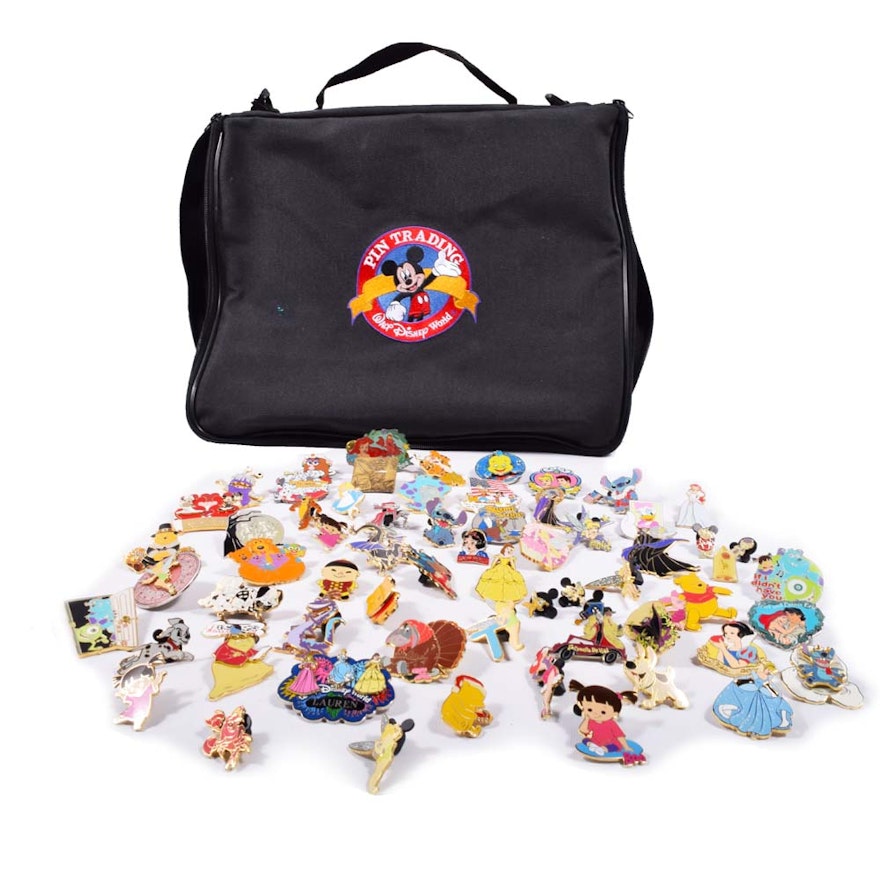 Walt Disney Collector's Character Pins and Bag