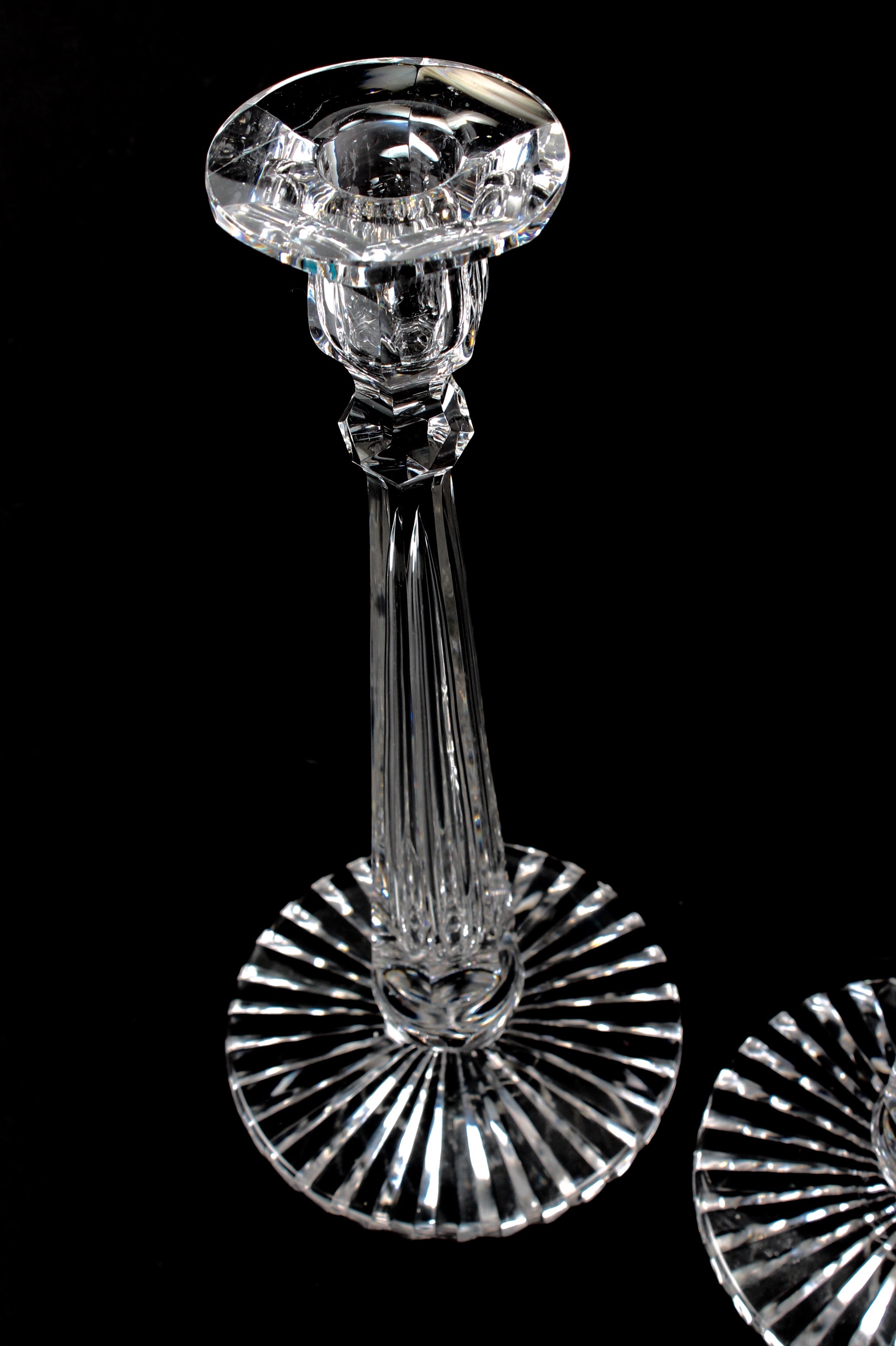 Antique Circa Early 1900s Libbey ABP Cut Glass Candlesticks