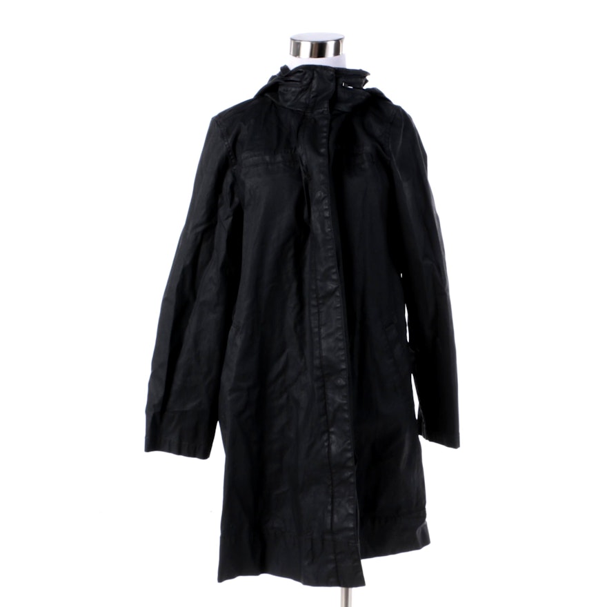 Women's Eileen Fisher Black Hooded Raincoat