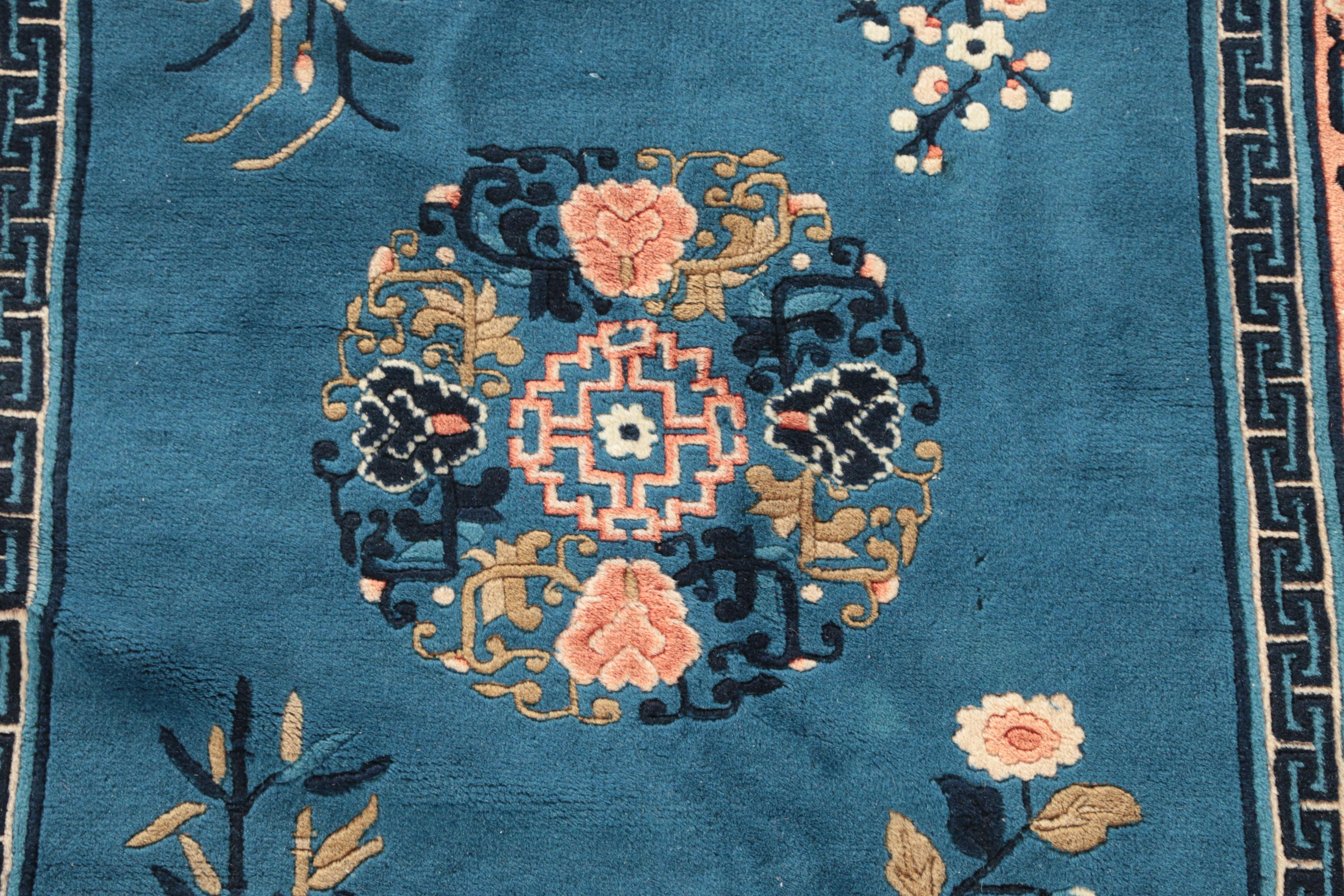 Hand-Knotted and Carved Chinese Wool Area Rug