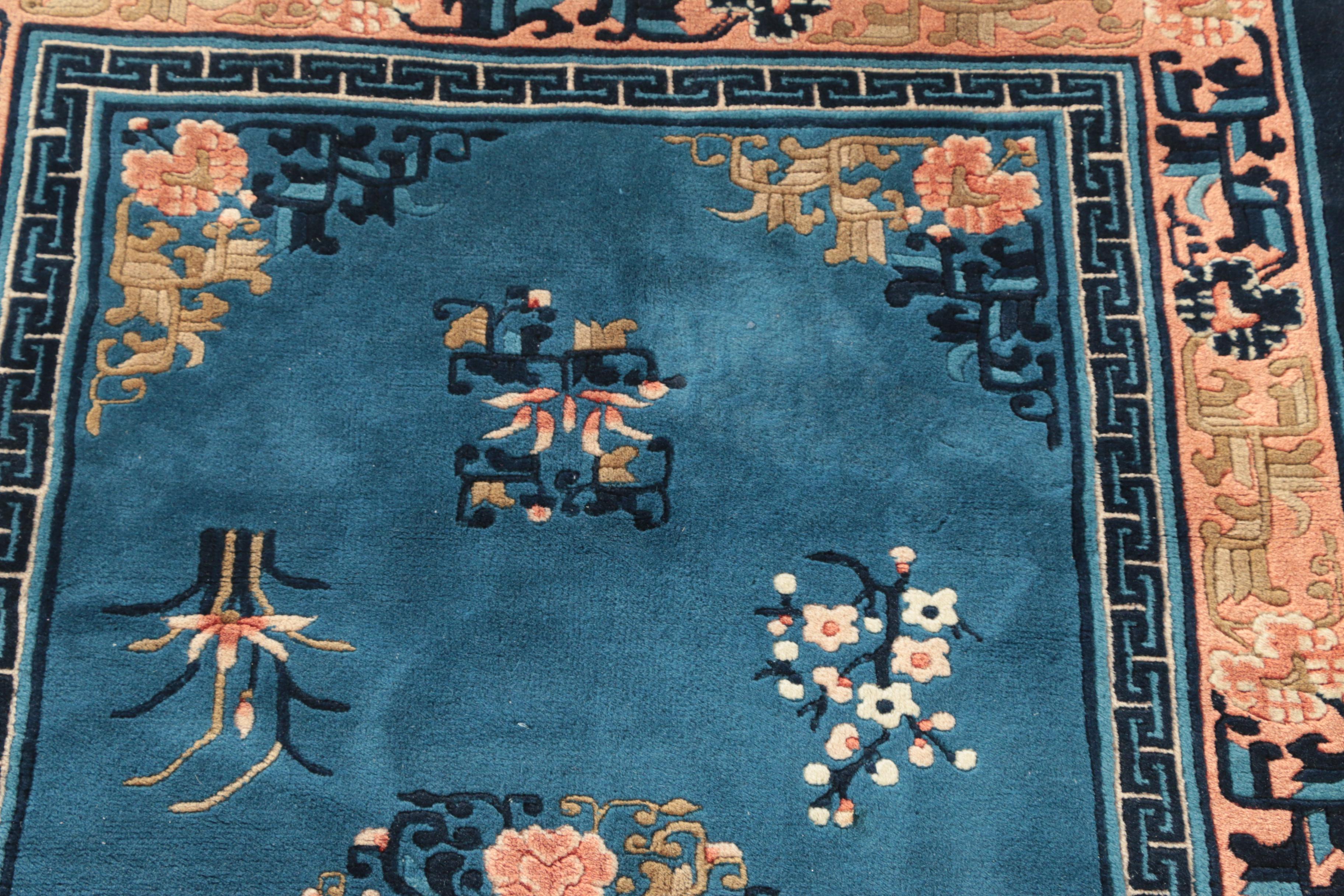 Hand-Knotted and Carved Chinese Wool Area Rug