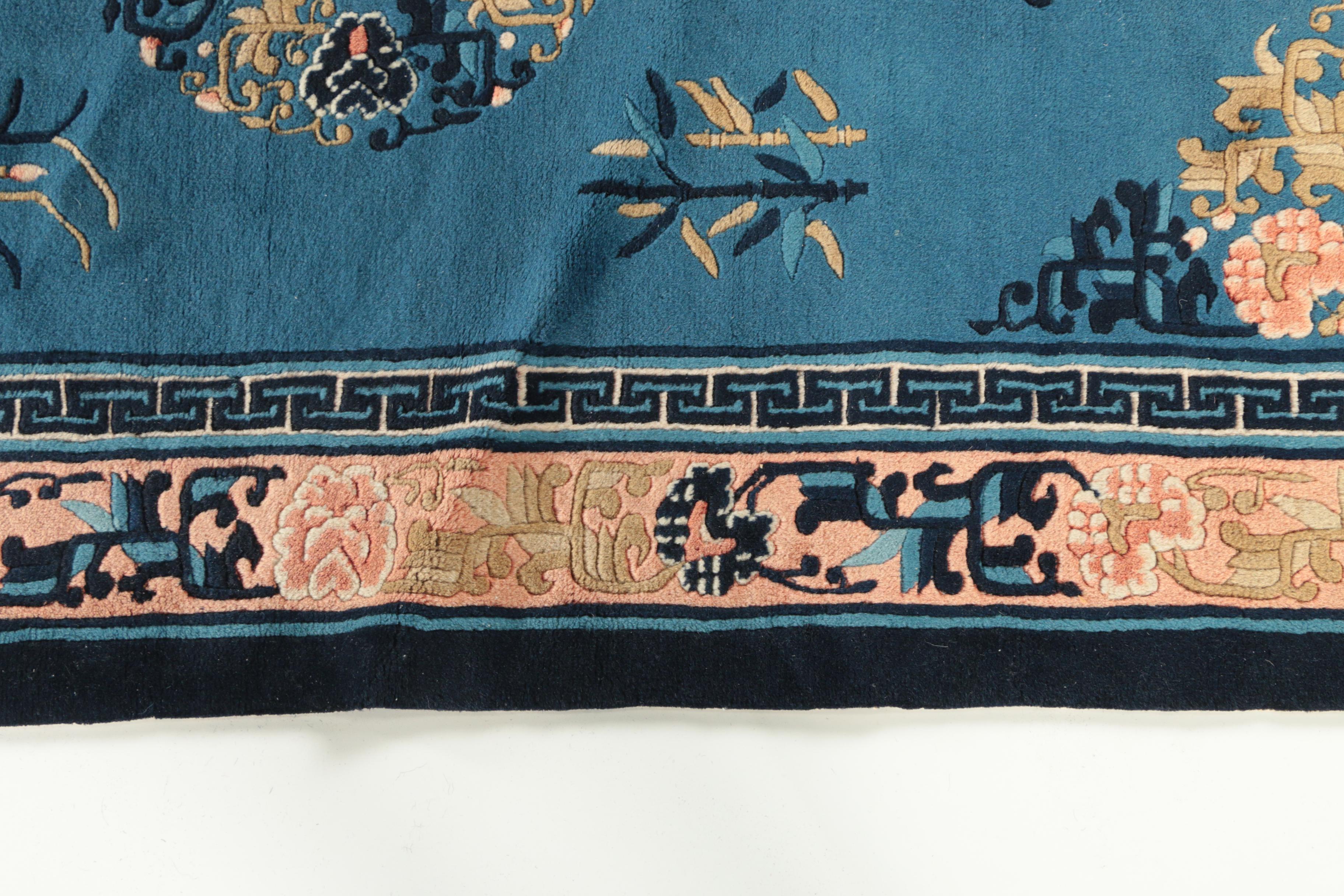 Hand-Knotted and Carved Chinese Wool Area Rug