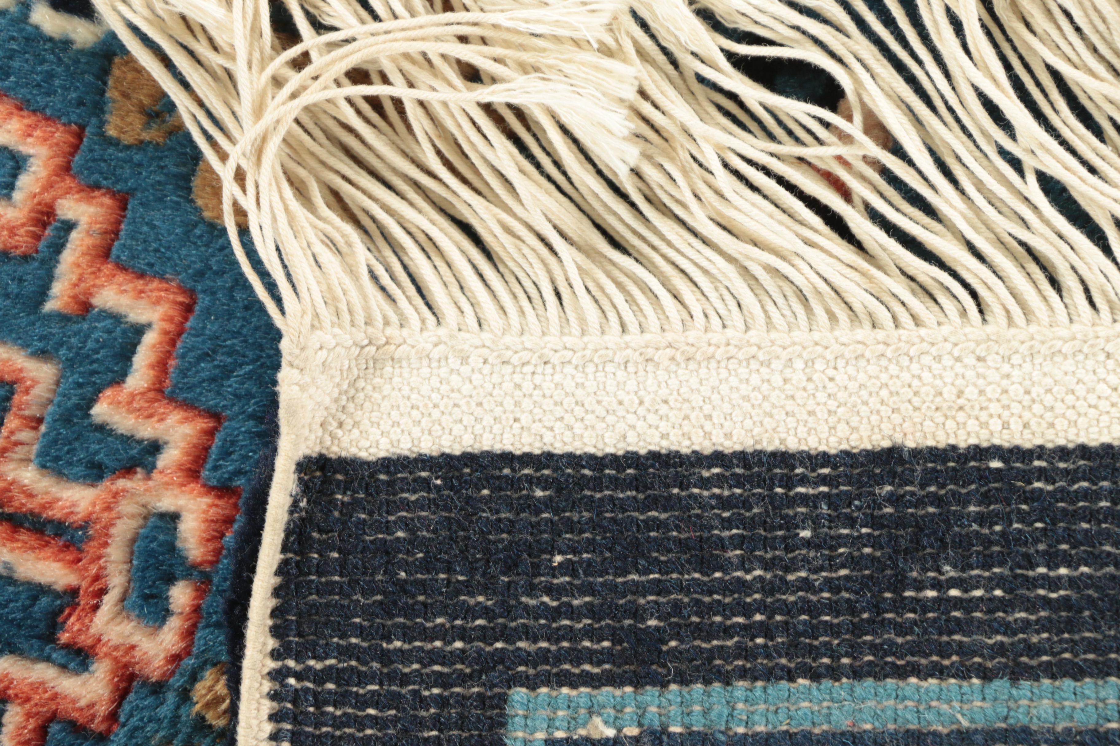 Hand-Knotted and Carved Chinese Wool Area Rug