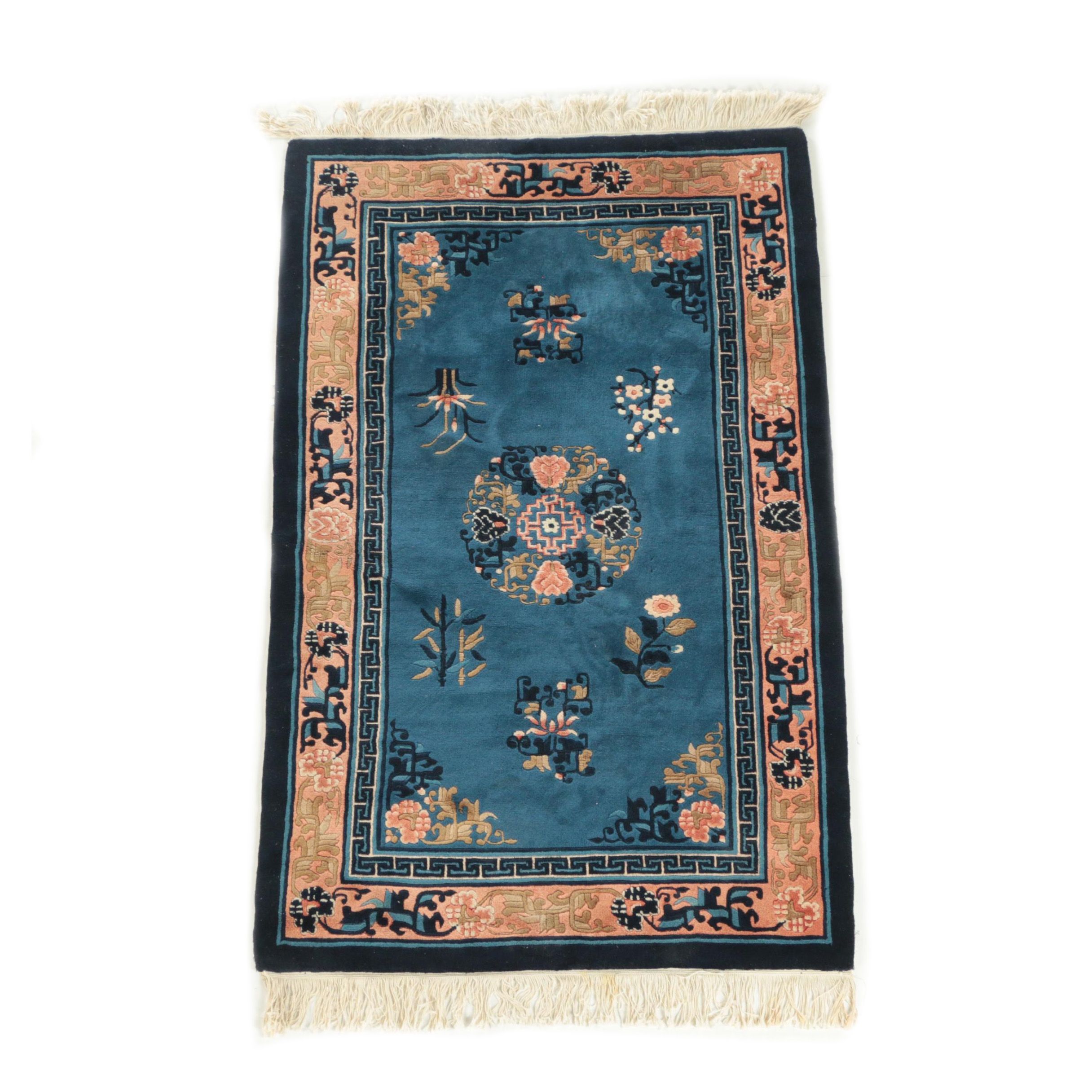 Hand-Knotted and Carved Chinese Wool Area Rug