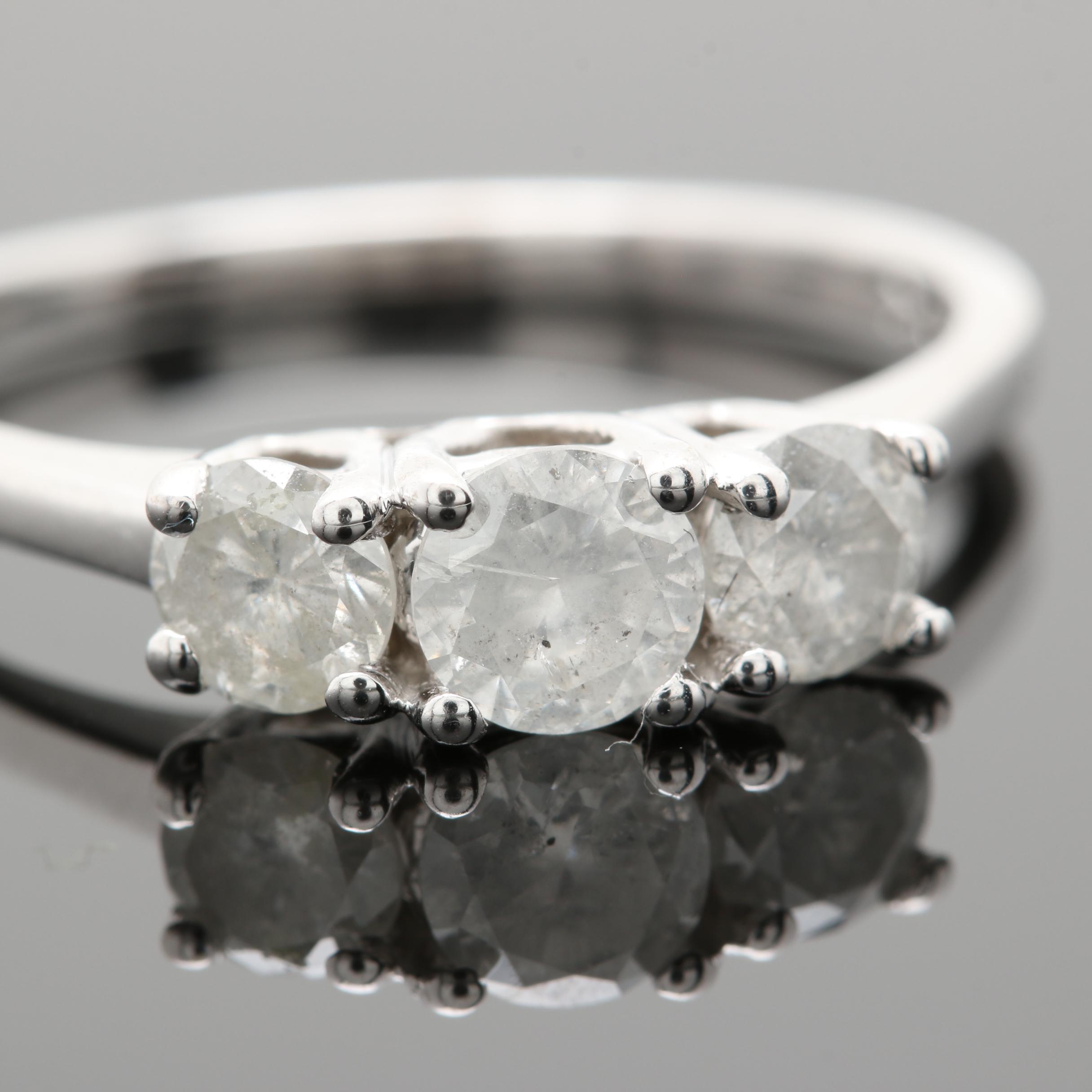 10K White Gold 0.95 CTW Diamond Ring