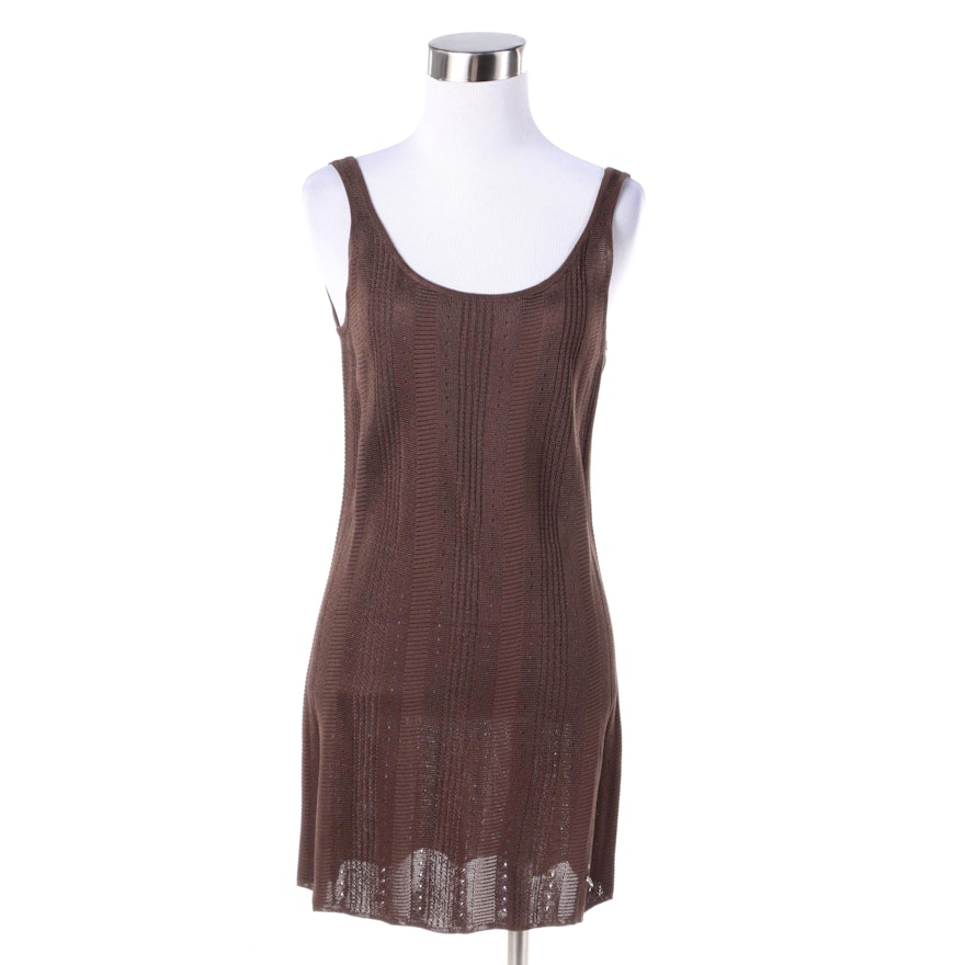 Women's Salvatore Ferragamo Brown Rayon Knit Sleeveless Top