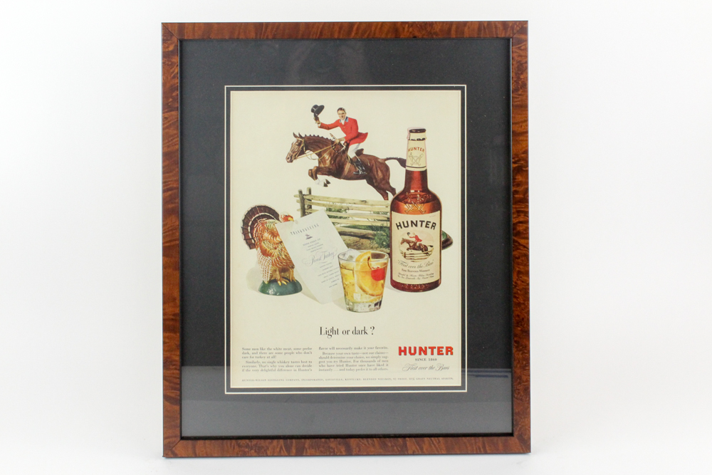 Original 1943 Hunter Bourbon Magazine Advertisement