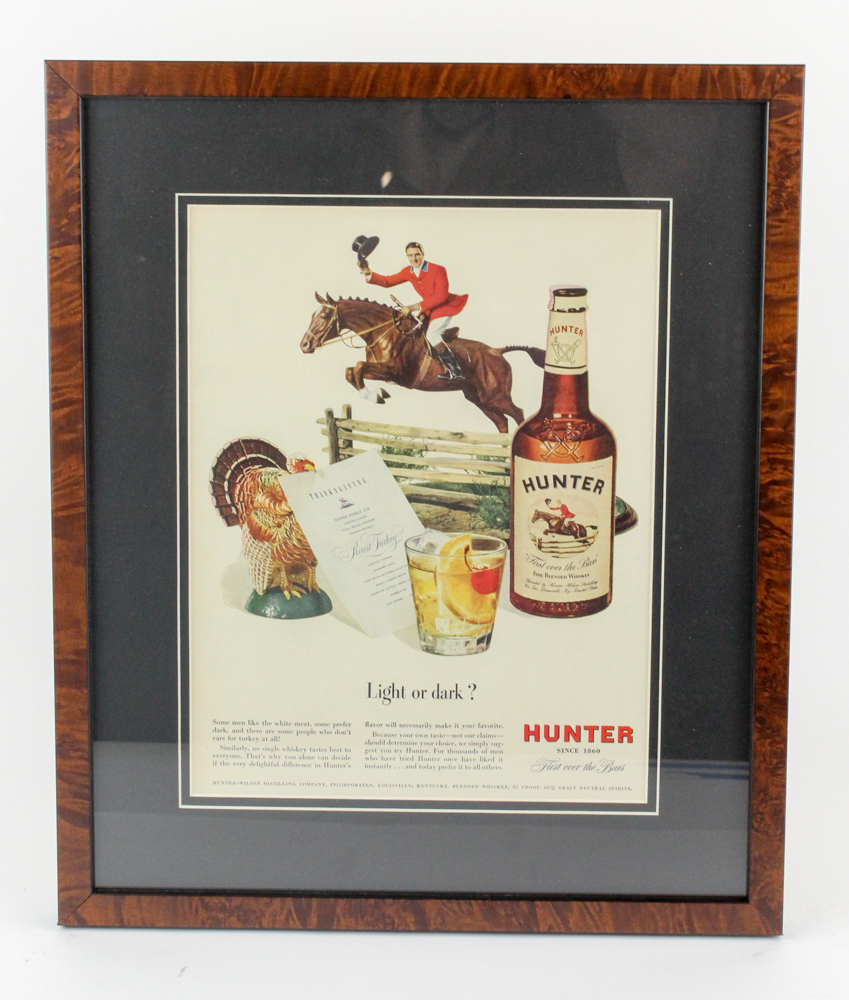 Original 1943 Hunter Bourbon Magazine Advertisement