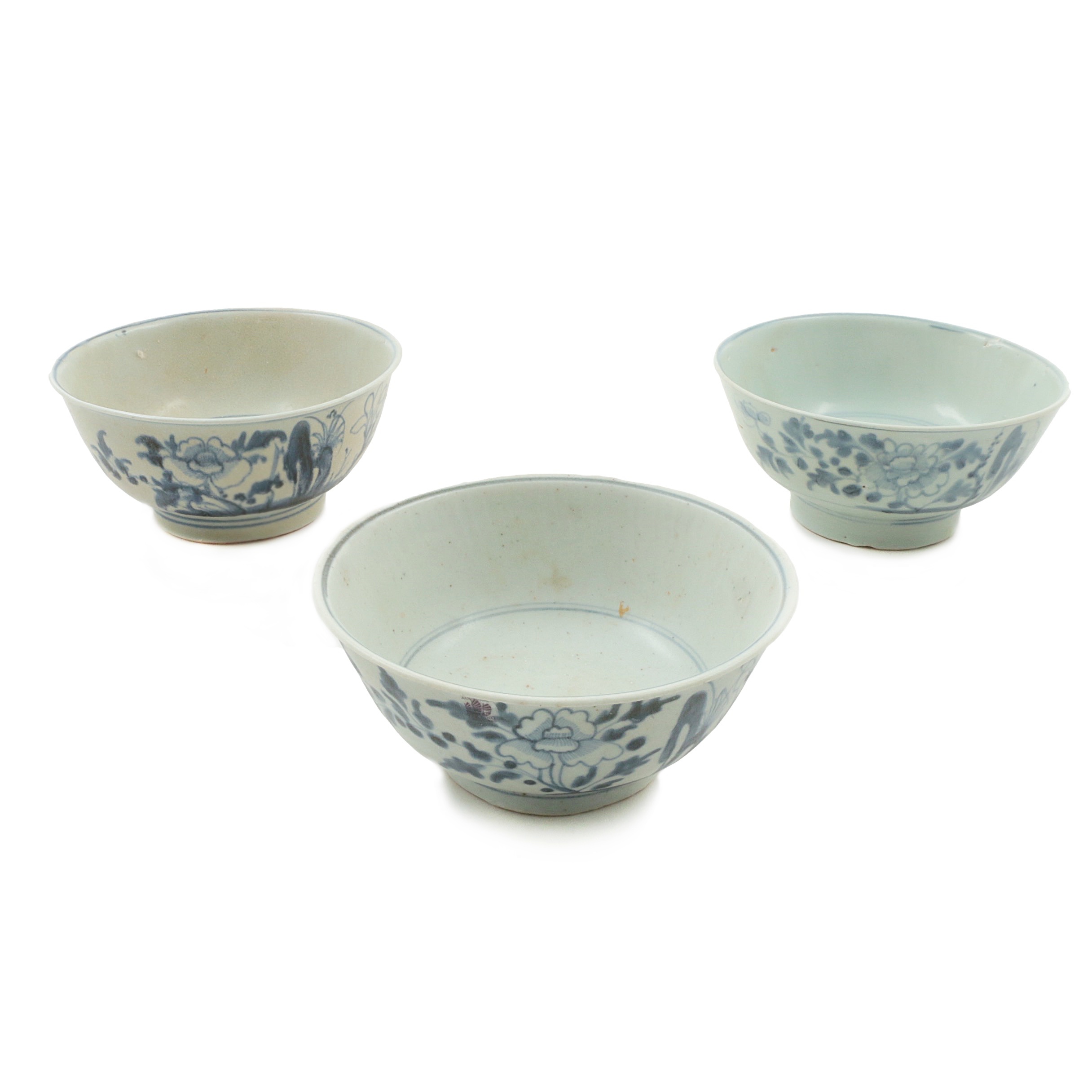 Three Circa 1822 Chinese Porcelain "Tek Sing" Shipwreck Bowls