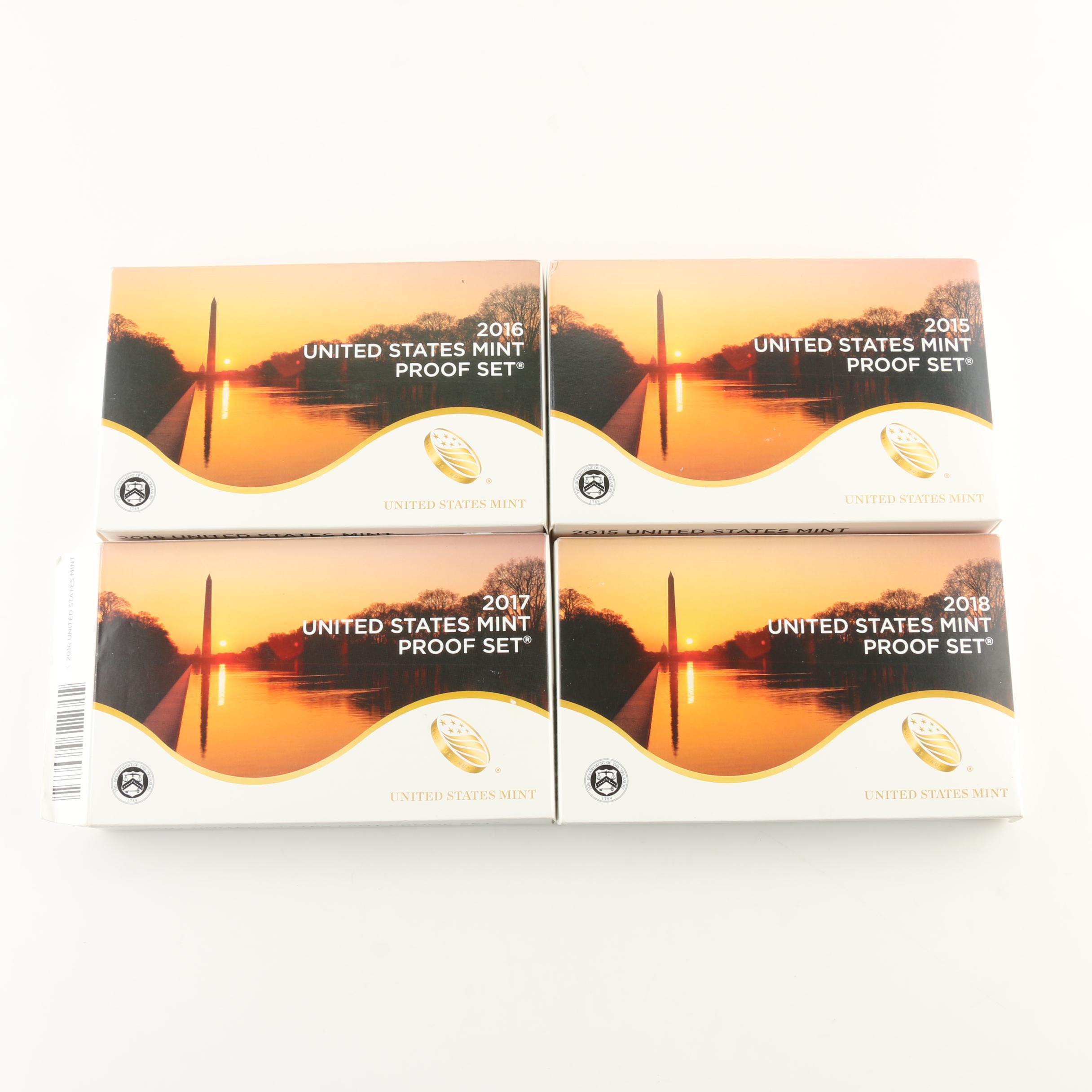 Four U.S. Mint Proof Sets, 2015- 2018