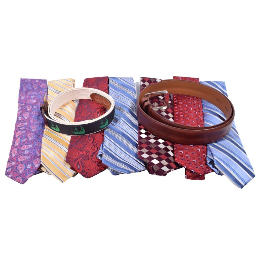 Men's Neckties and Belts Including Allen Edmonds