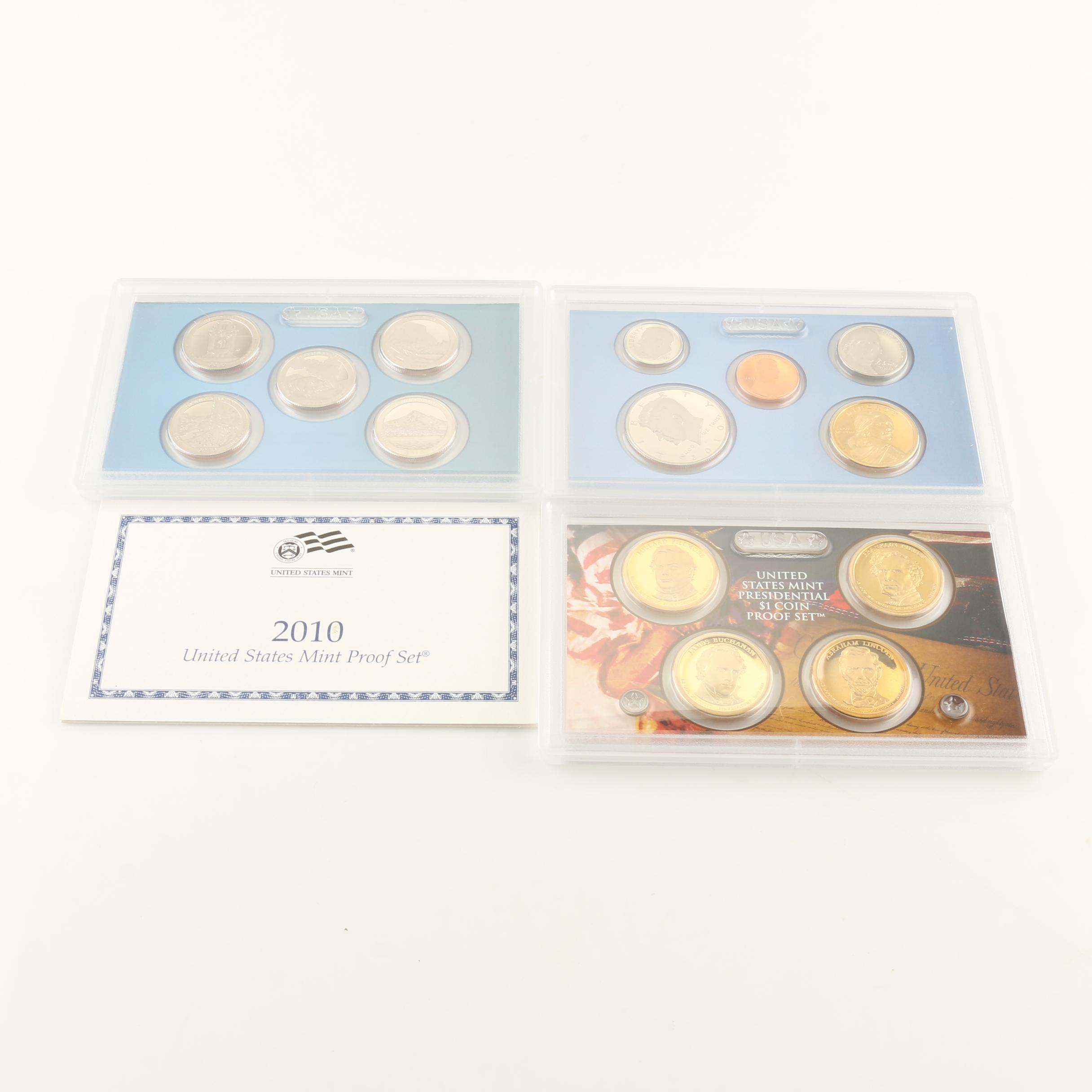 Four U.S. Mint Proof Sets- 2010, 2011, 2013 and 2014