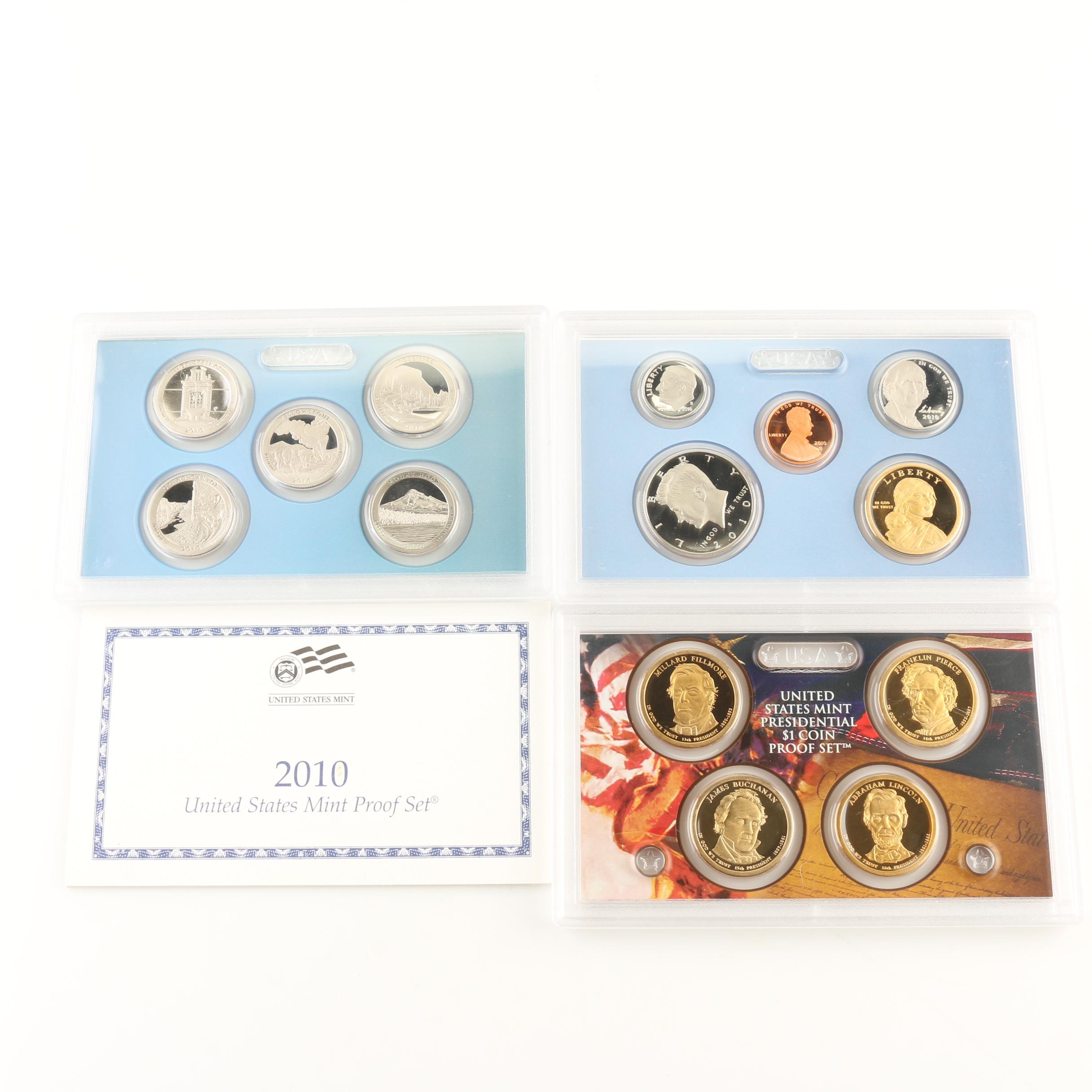 Four U.S. Mint Proof Sets- 2010, 2011, 2013 and 2014