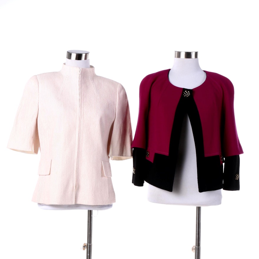 Akris Pink and White Silk Jacket and Weill Magenta and Black Wool Jacket