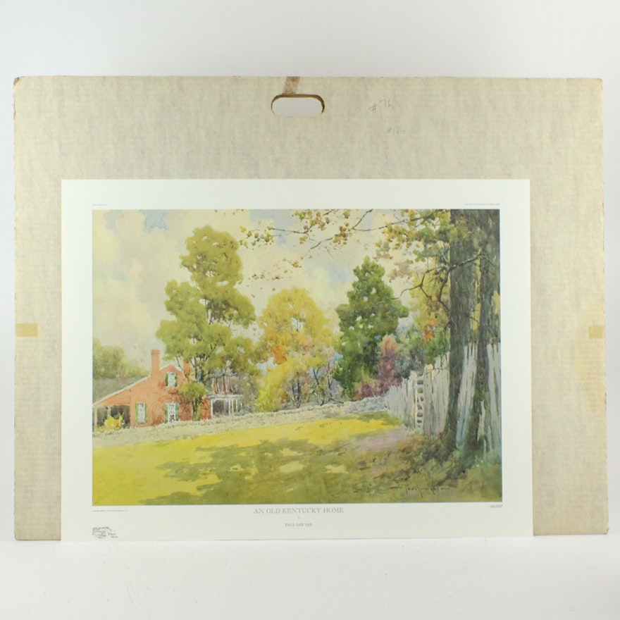 Paul Sawyier Offset Lithograph " An Old Kentucky Home"