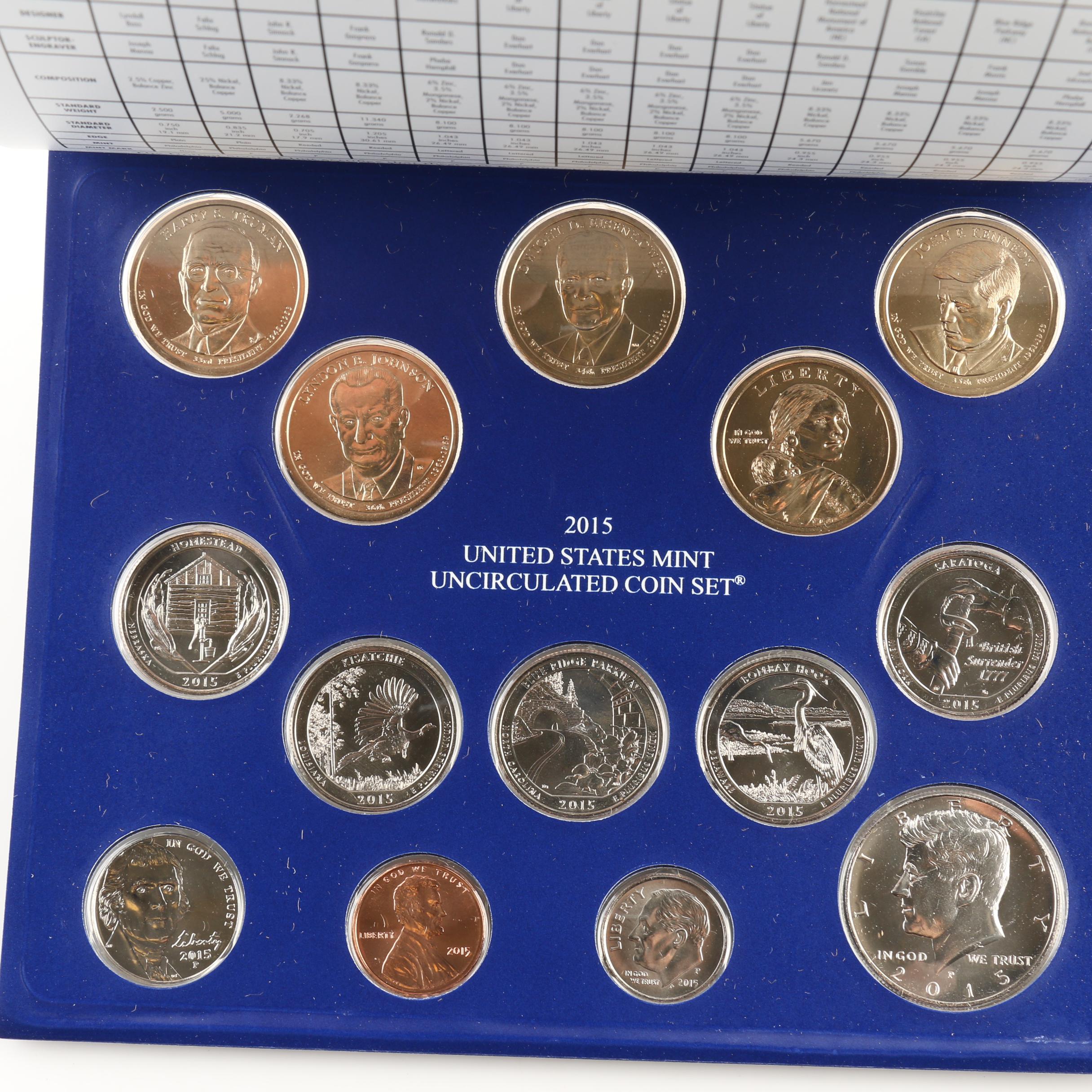 Five U.S. Mint Uncirculated Sets, 2013-2017