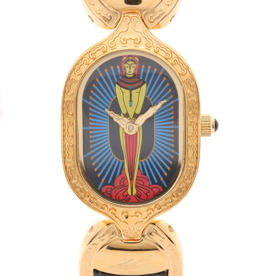 Sevenarts Ltd. "Erté" Gold Tone Stainless Steel Wristwatch