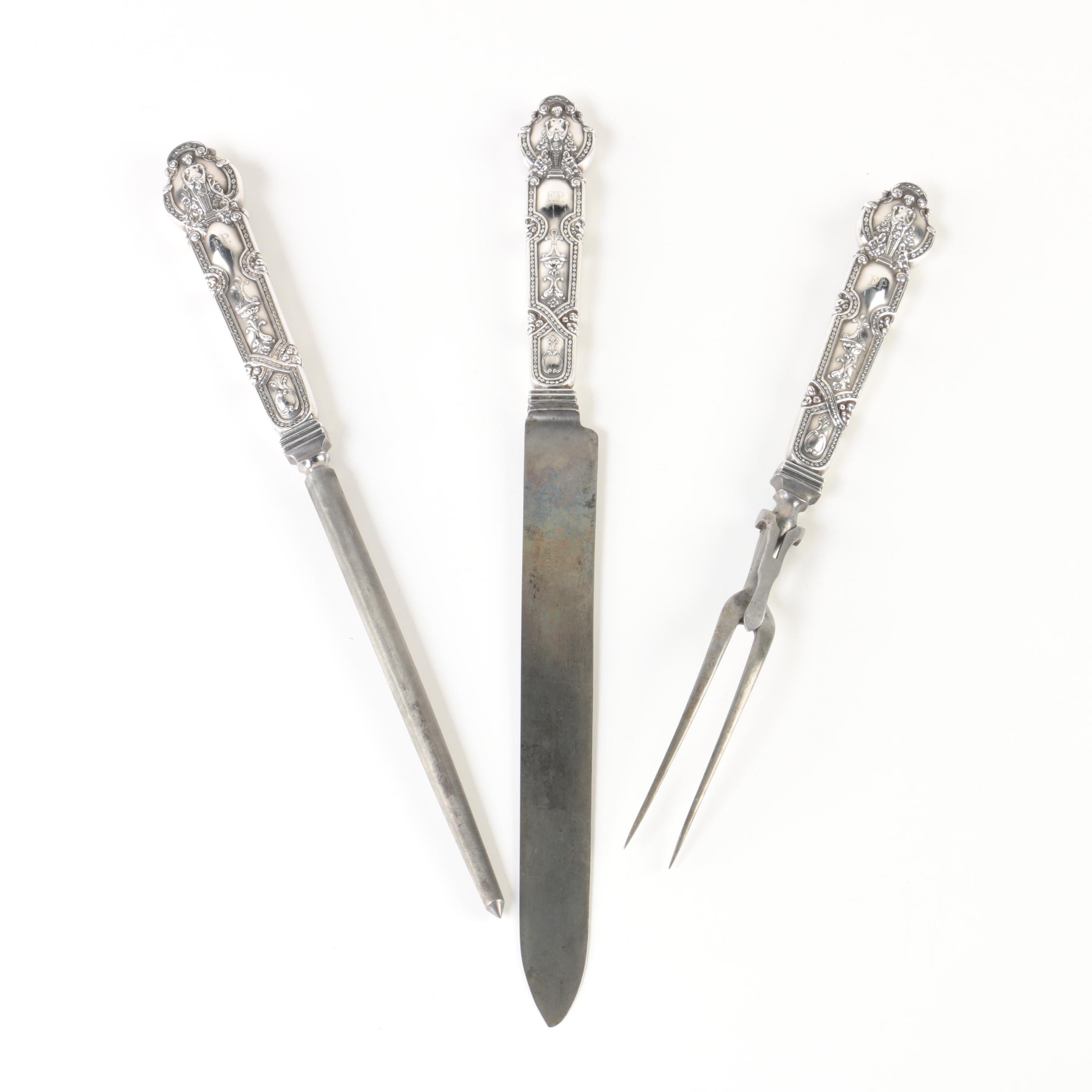 Early 20th Century Tiffany & Co "Renaissance" Sterling Handled Carving Set