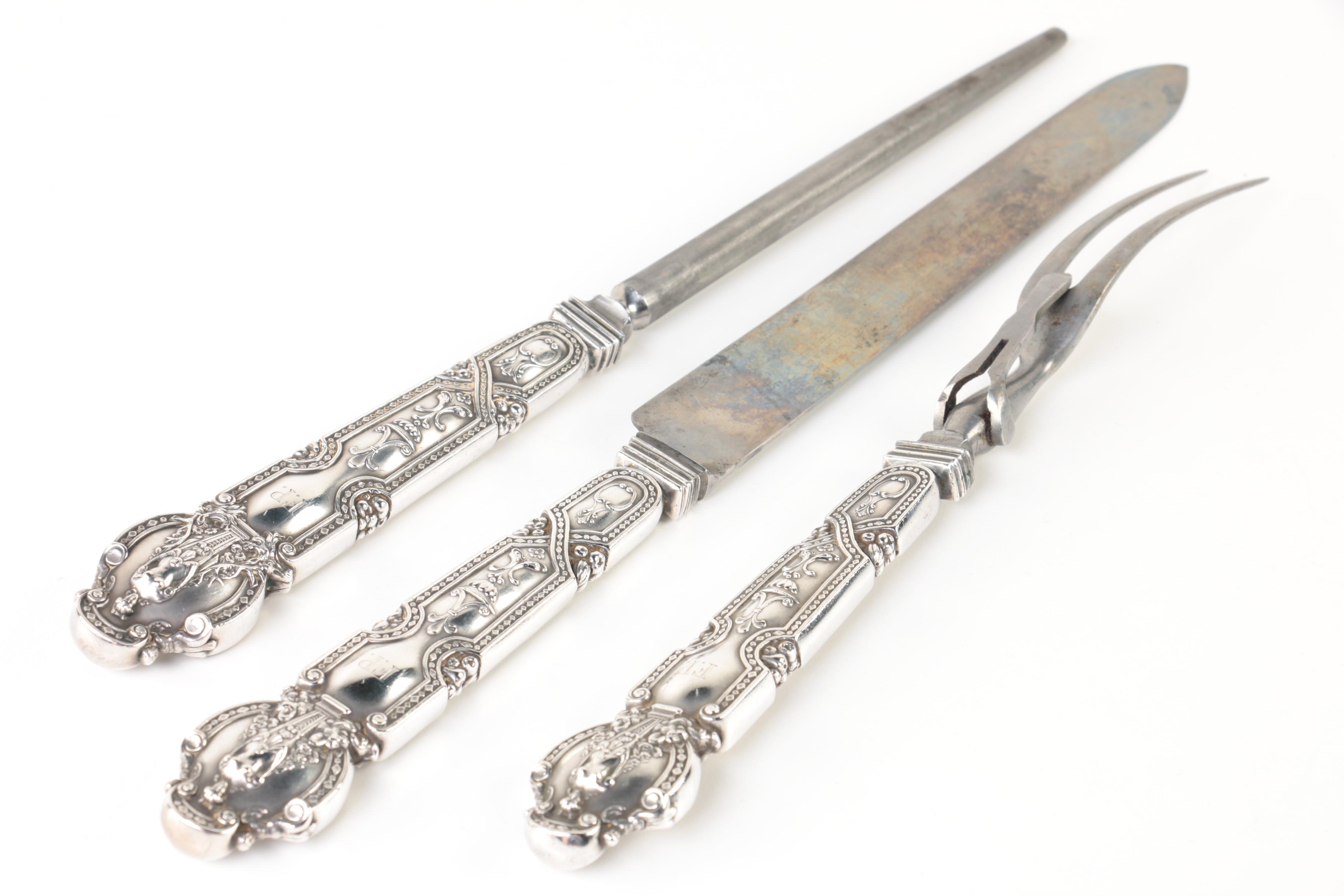 Early 20th Century Tiffany & Co "Renaissance" Sterling Handled Carving Set