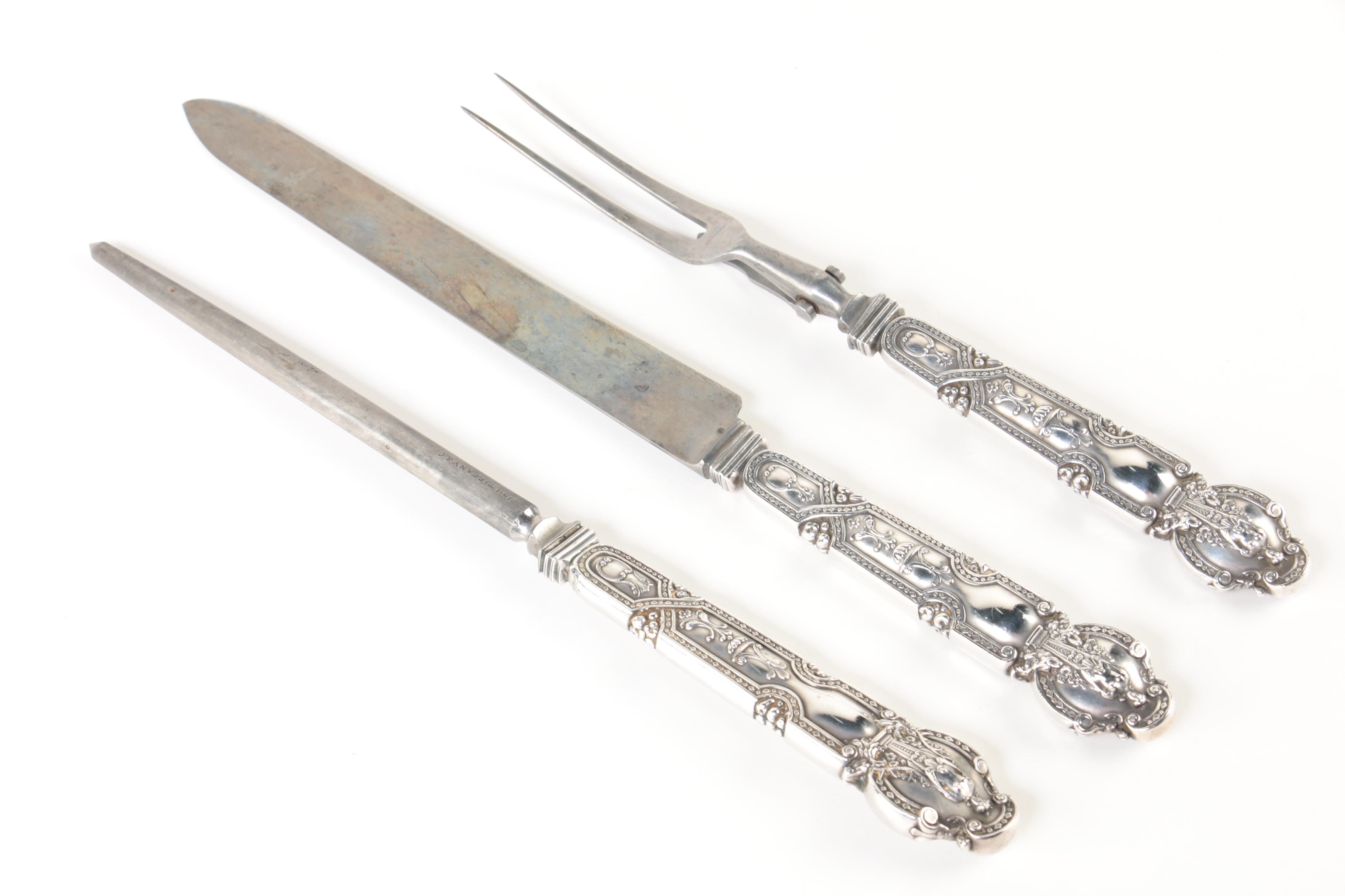 Early 20th Century Tiffany & Co "Renaissance" Sterling Handled Carving Set