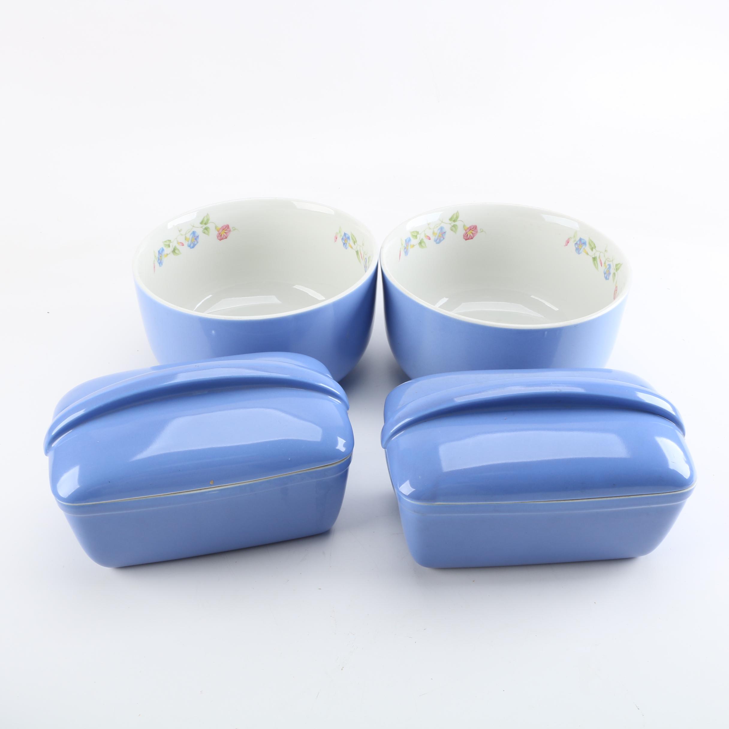 Vintage Hall Pottery "Westinghouse Cadet Blue" Bowls and Leftover Dishes