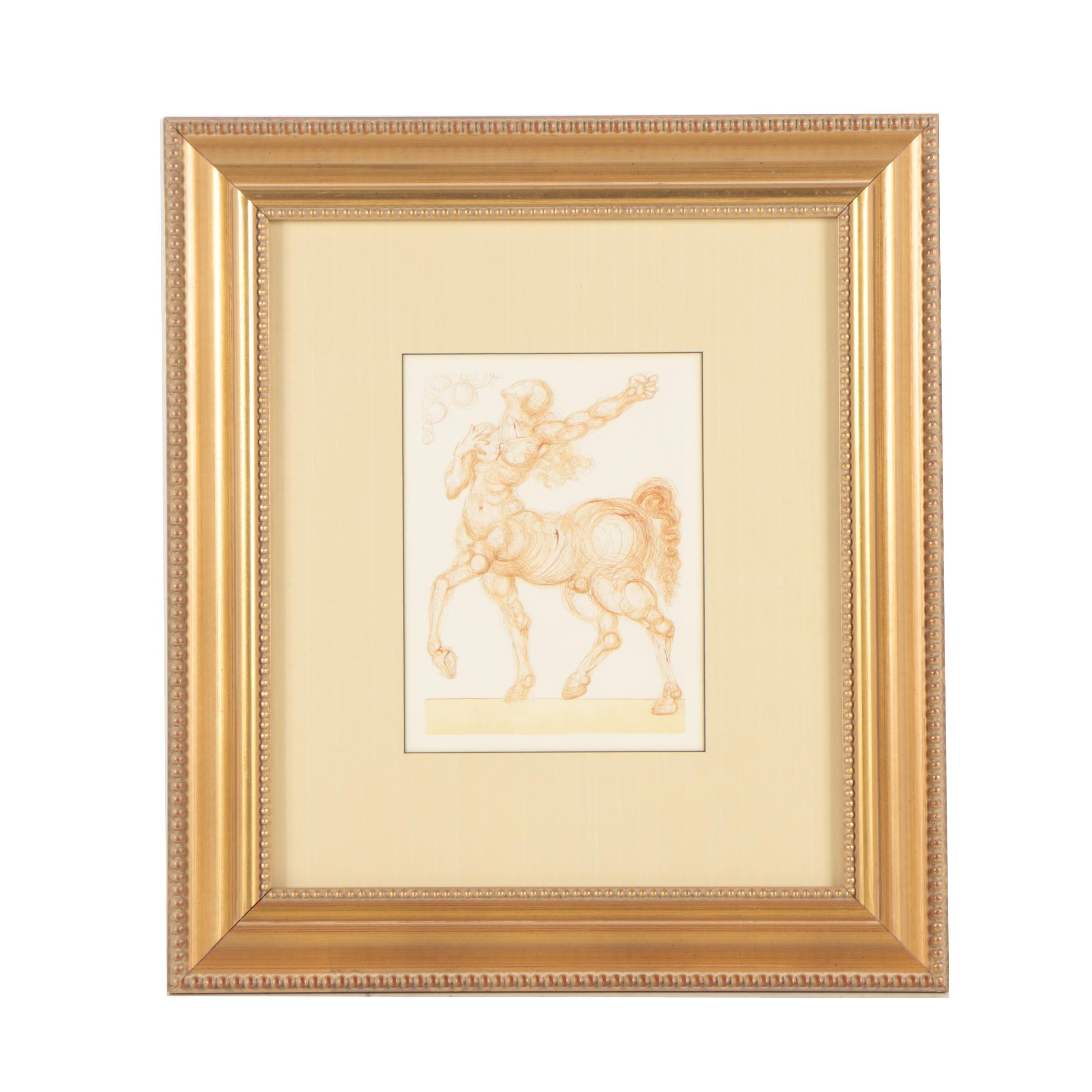 Salvador Dali Wood Engraving "Hell Canto 25 - Le Centaure"