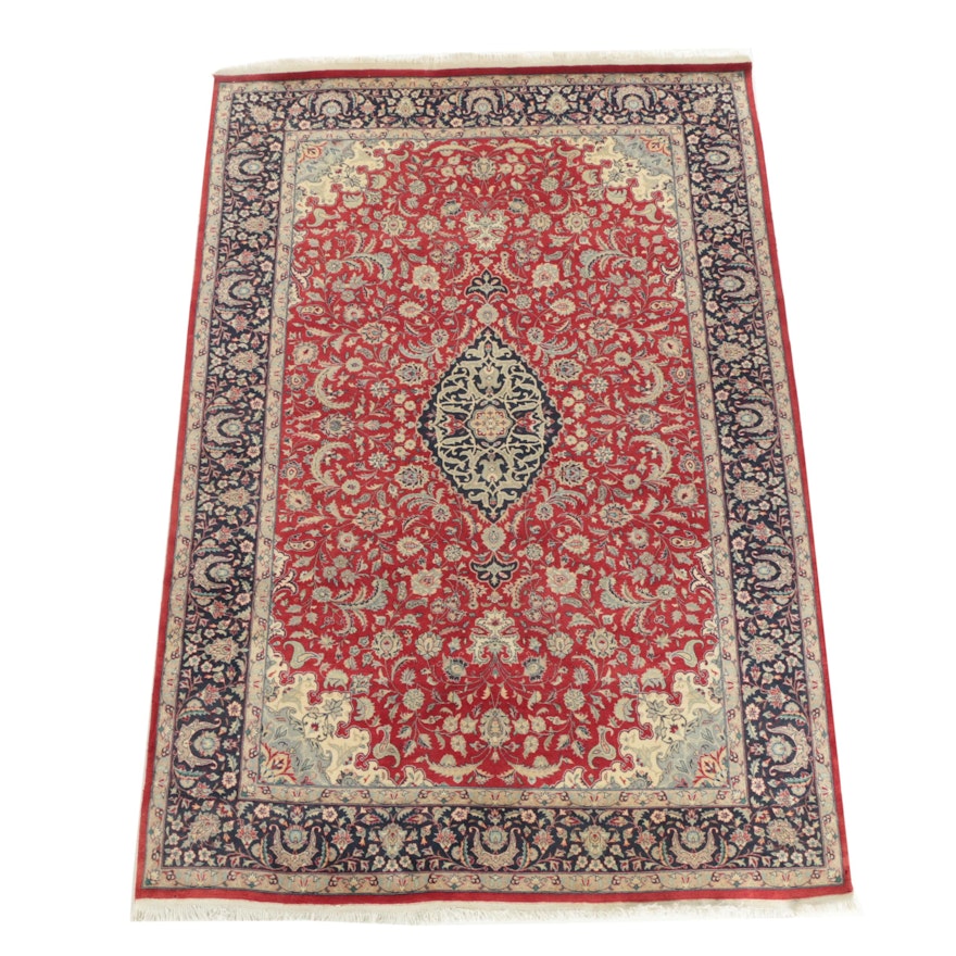 Hand-Knotted Persian Qom Wool Area Rug