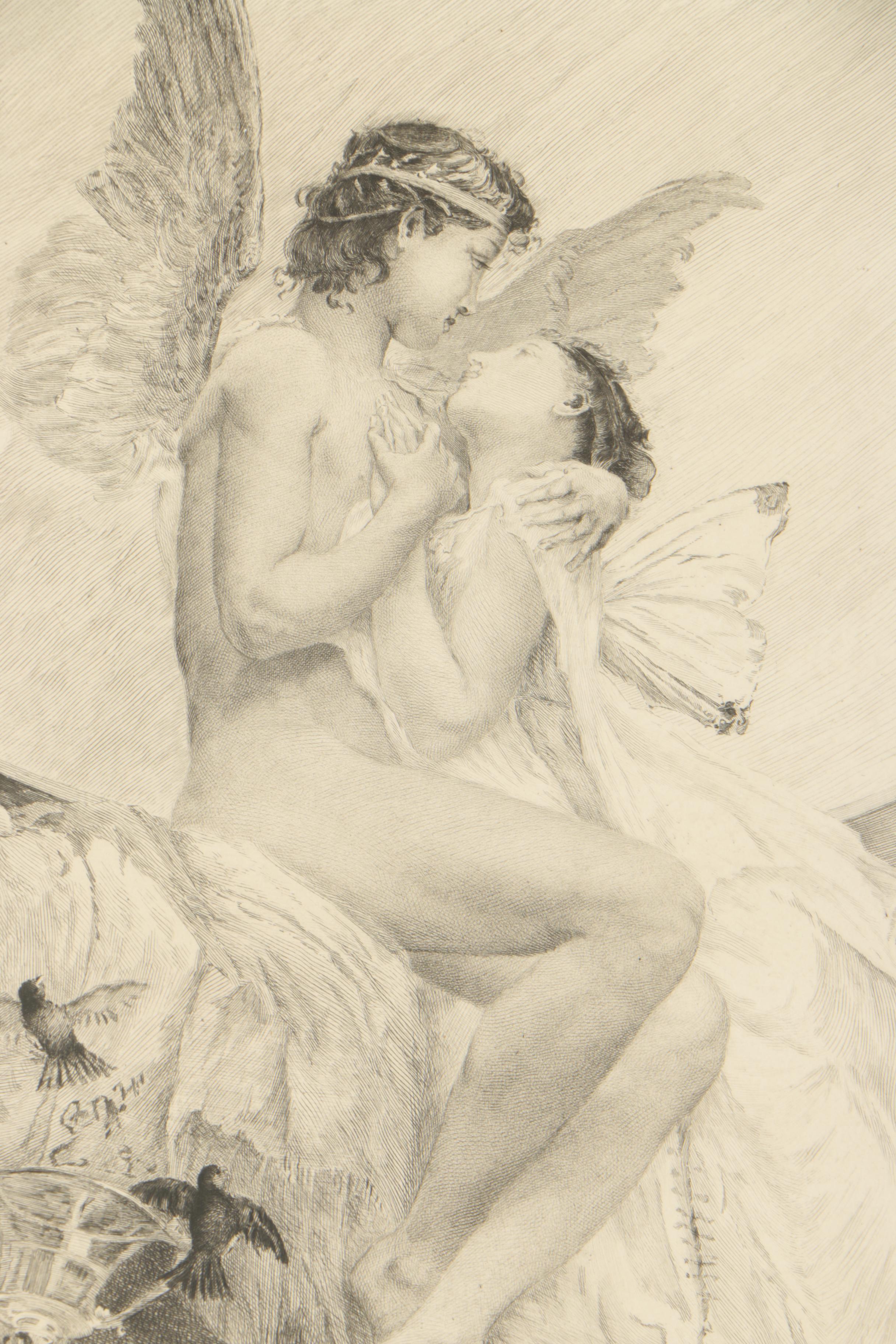 Eugene-Andre Champollion Etching After P. Baudry "Psyche"