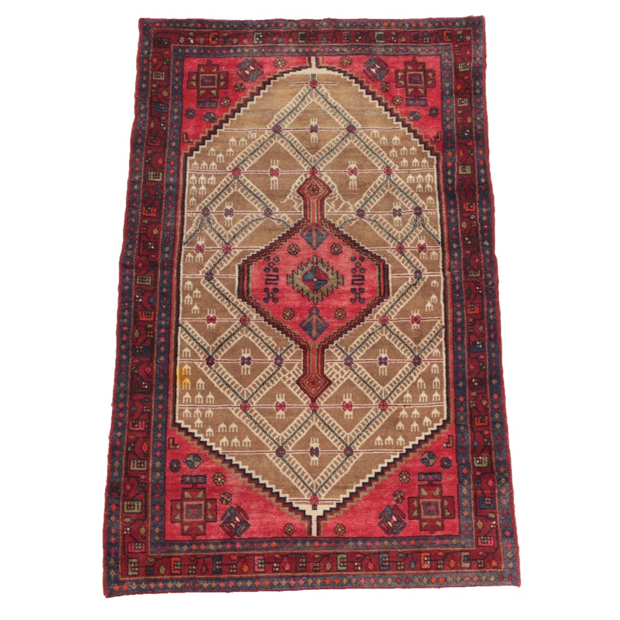 Hand-Knotted Persian Senneh Wool Area Rug