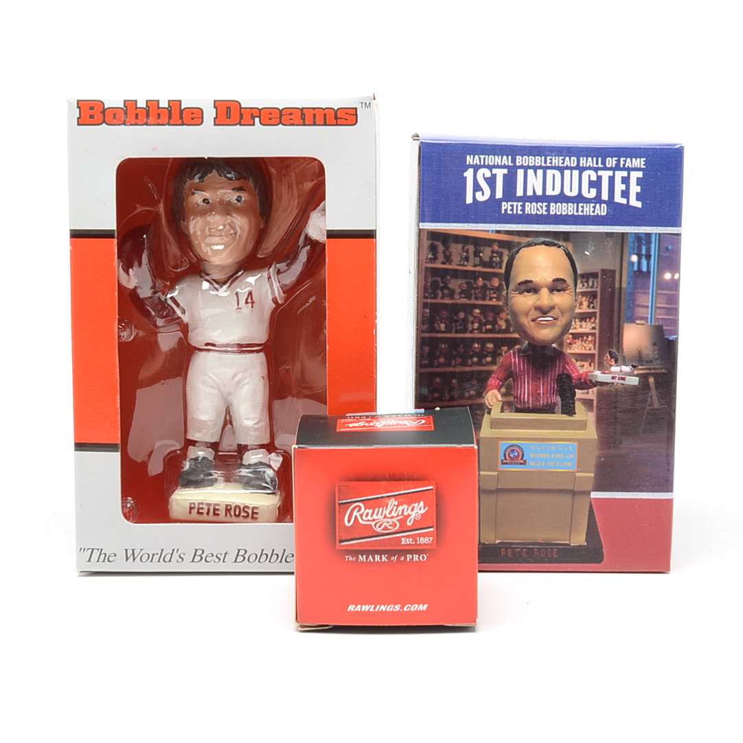 Pete Rose Bobbleheads with Commemorative Rose Ball