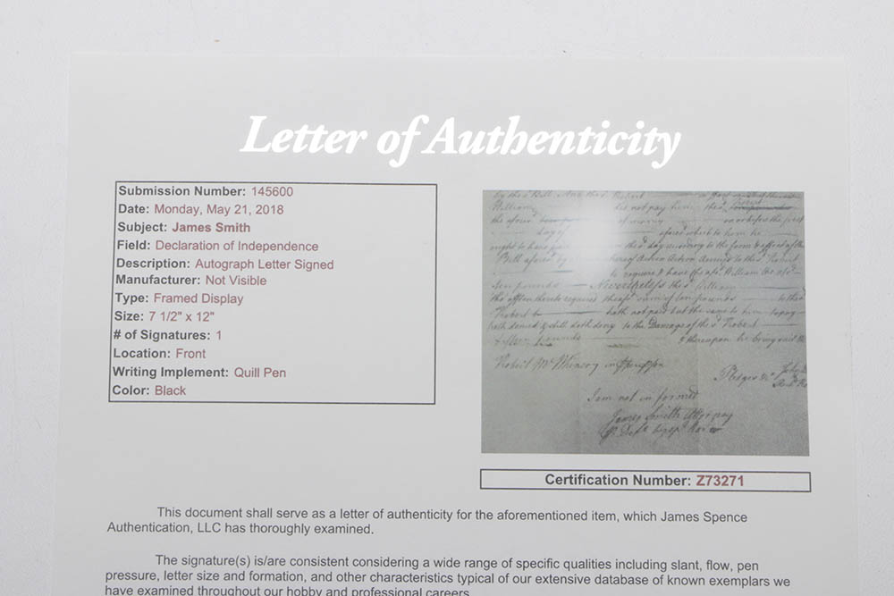 James Smith Document Signed 1754