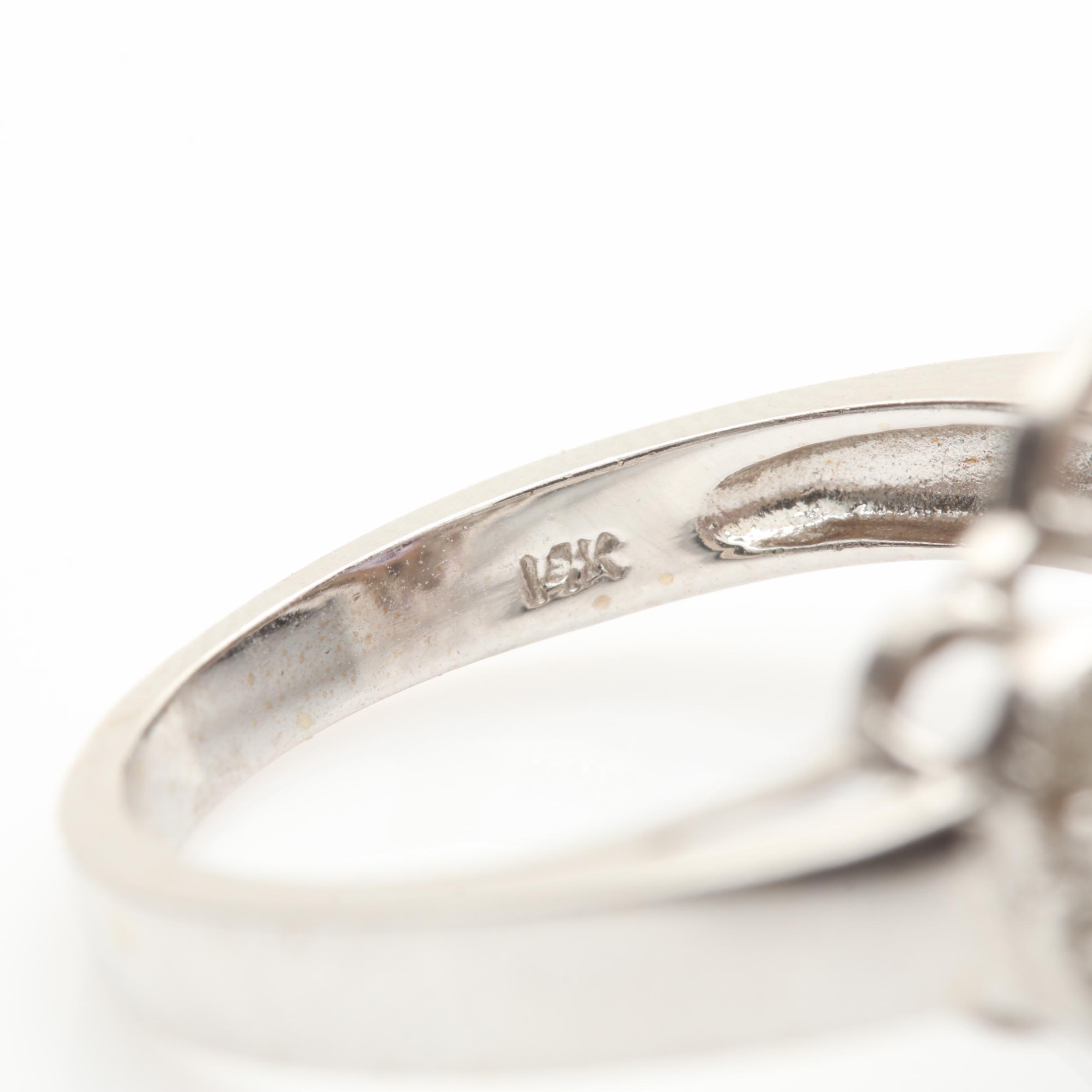 14K White Gold Amethyst and Diamond Ring