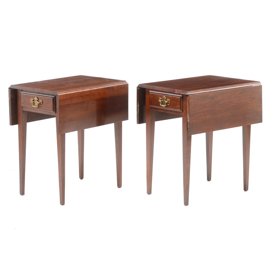 Two Drop-Leaf Cherry End Tables