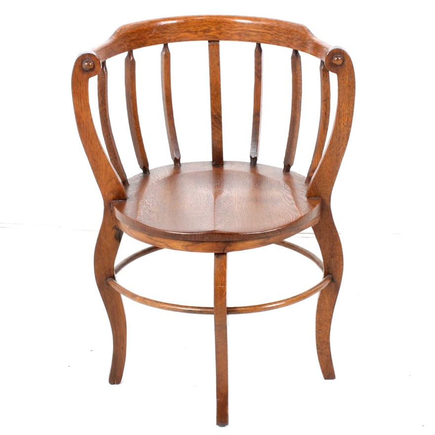 Vintage Oak Barrel Chair