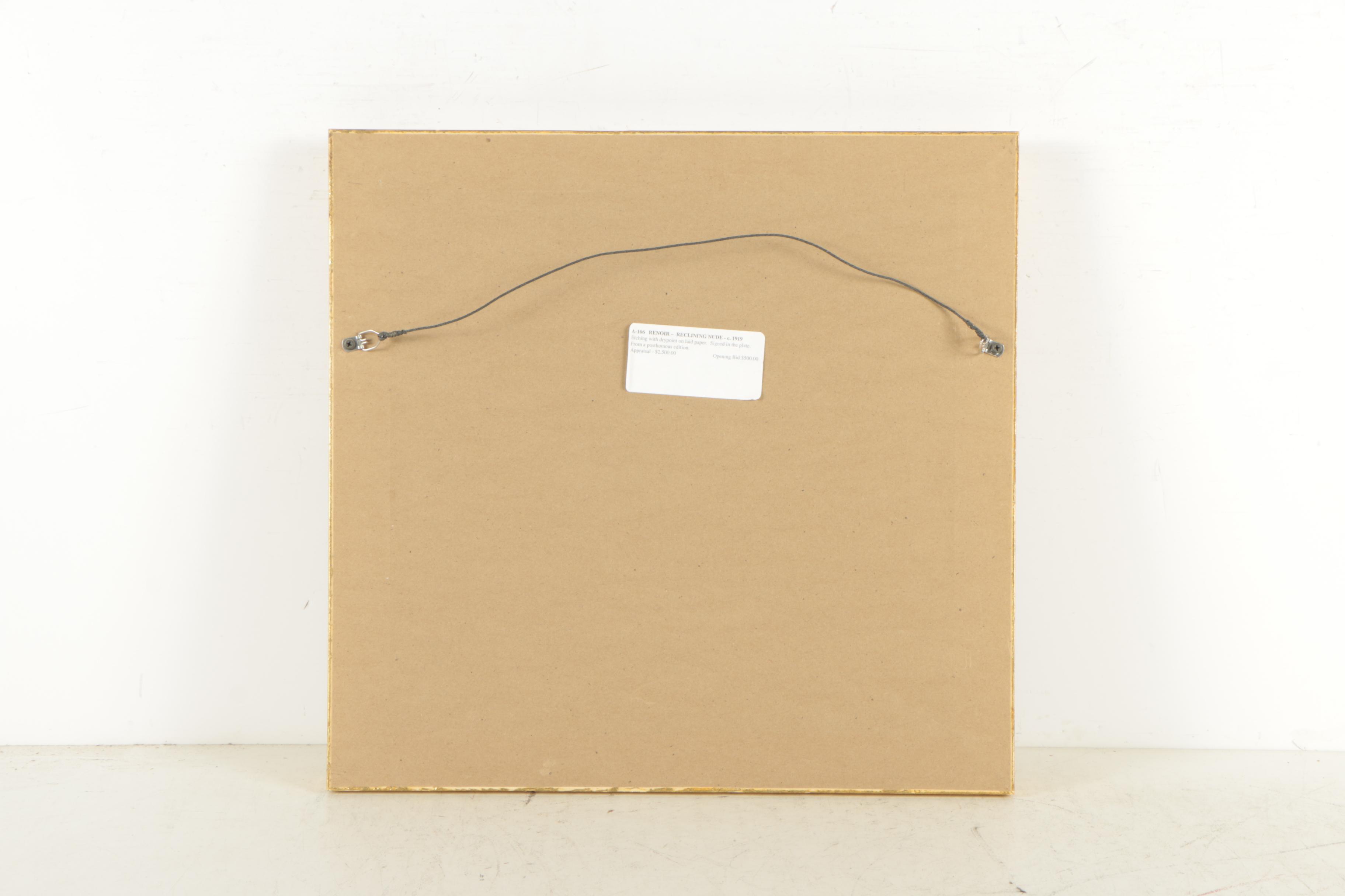 Posthumous Restrike Etching After Renoir "Femme Nue Couchée"