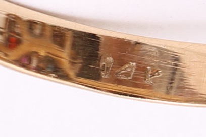 Vintage 14K Yellow Gold Gemstone Cluster Ring