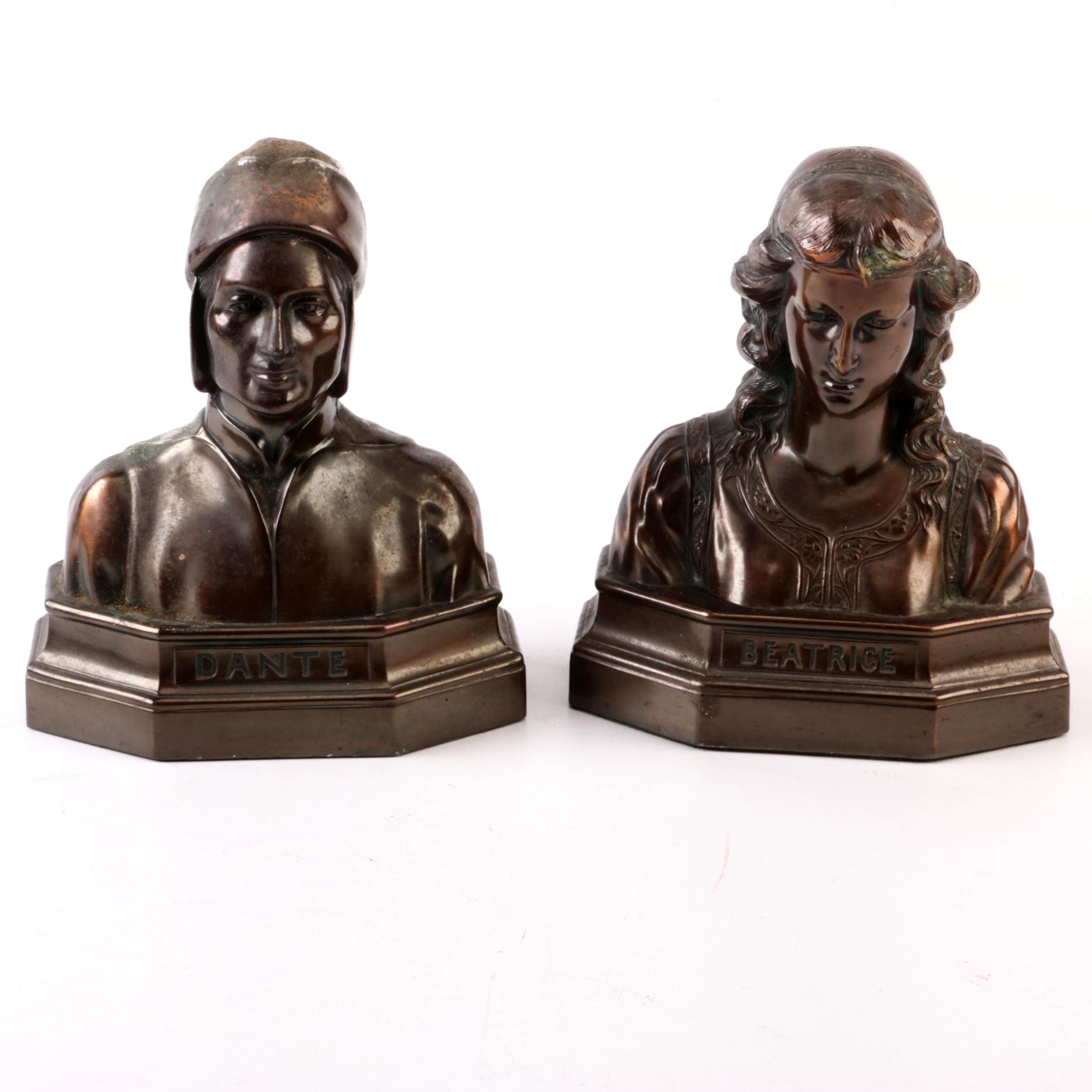 Armor Bronze Co. "Dante" and "Beatrice" Bronze Bookends