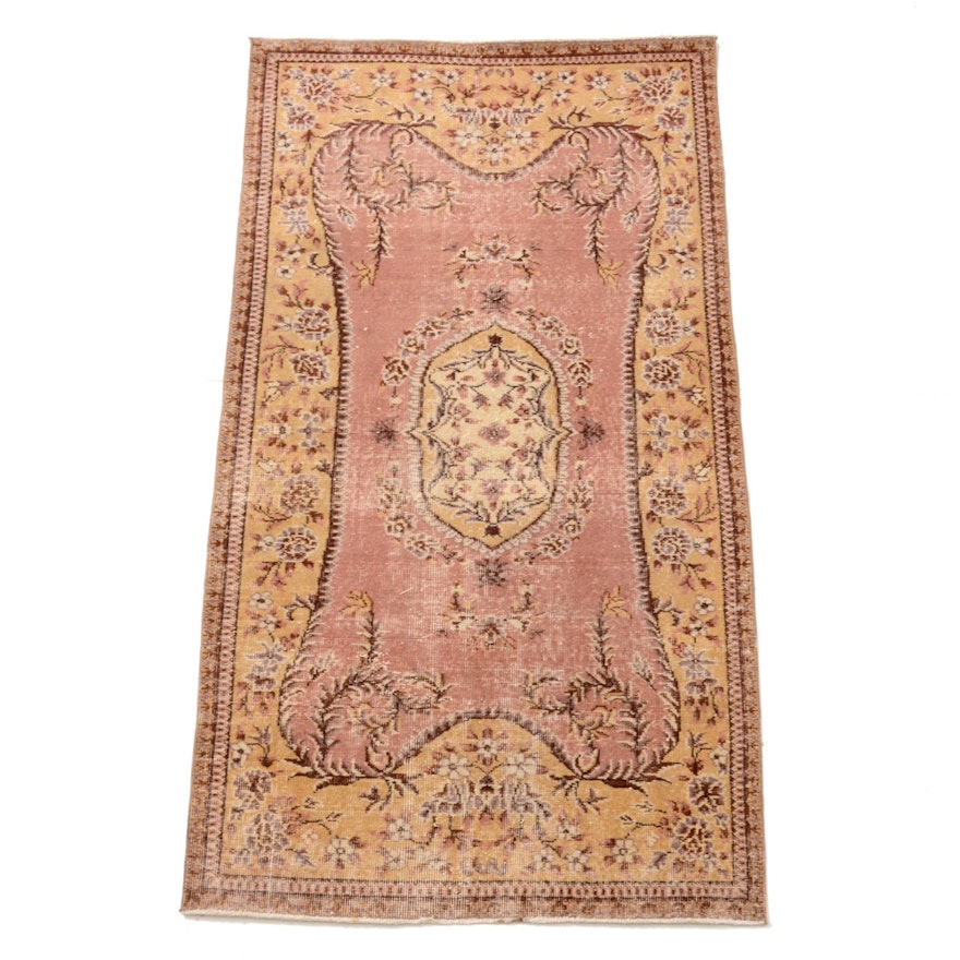 Vintage Turkish Area Rug with Floral Motif