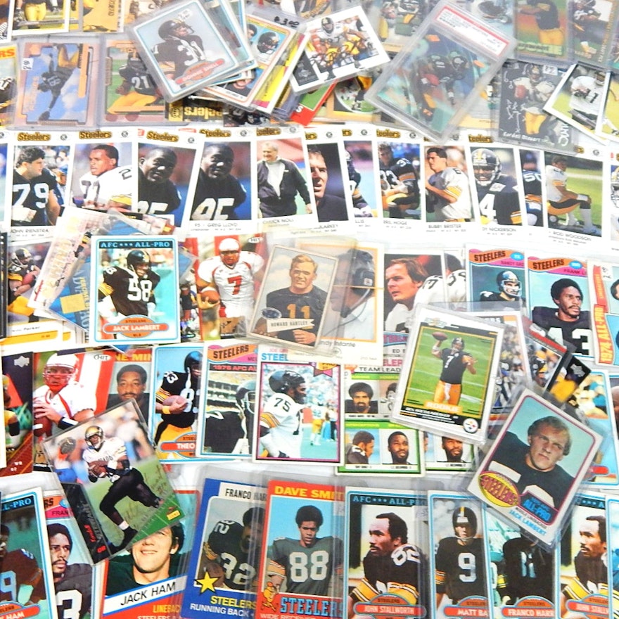 Pittsburgh Steelers Football Card Lot from 1970s to 2000 with Roethlisberger RCs