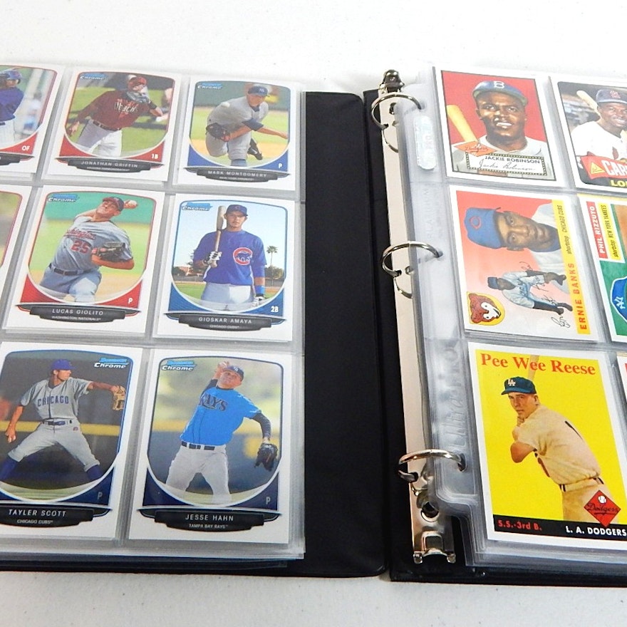 Baseball Cards in Two Albums with 2013 Bowman and 2011 Topps