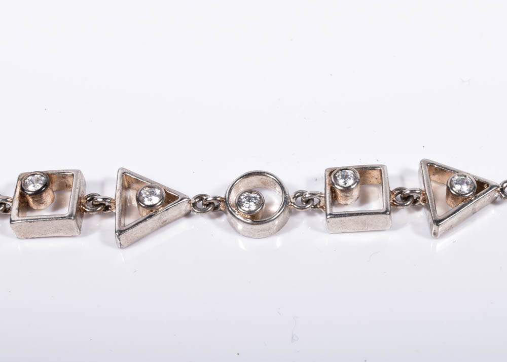 Sterling Silver and Cubic Zirconia Link Bracelet