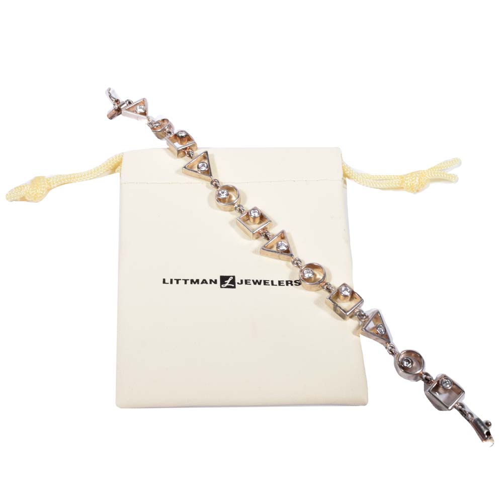 Sterling Silver and Cubic Zirconia Link Bracelet