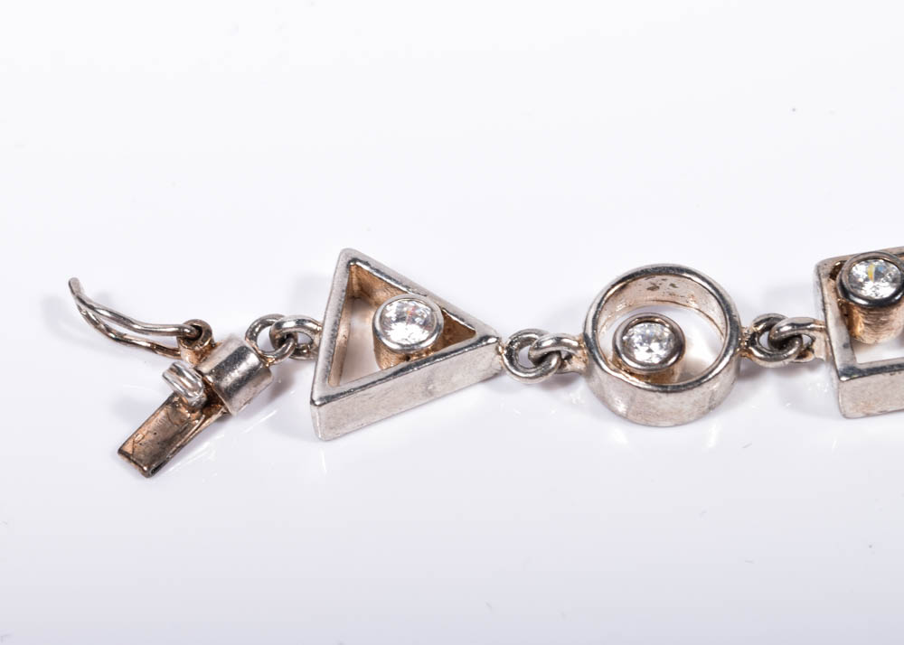 Sterling Silver and Cubic Zirconia Link Bracelet