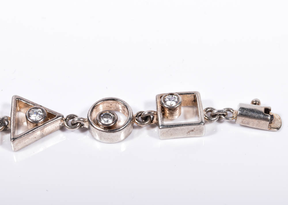 Sterling Silver and Cubic Zirconia Link Bracelet