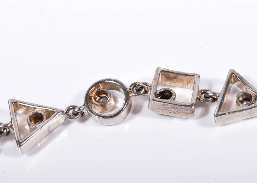 Sterling Silver and Cubic Zirconia Link Bracelet