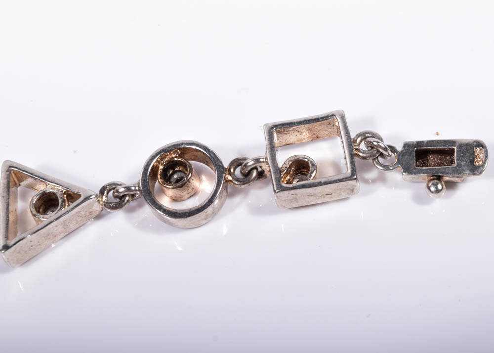 Sterling Silver and Cubic Zirconia Link Bracelet