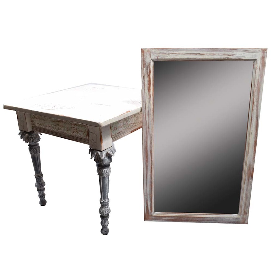 Shabby Chic Side Table and Wall Mirror