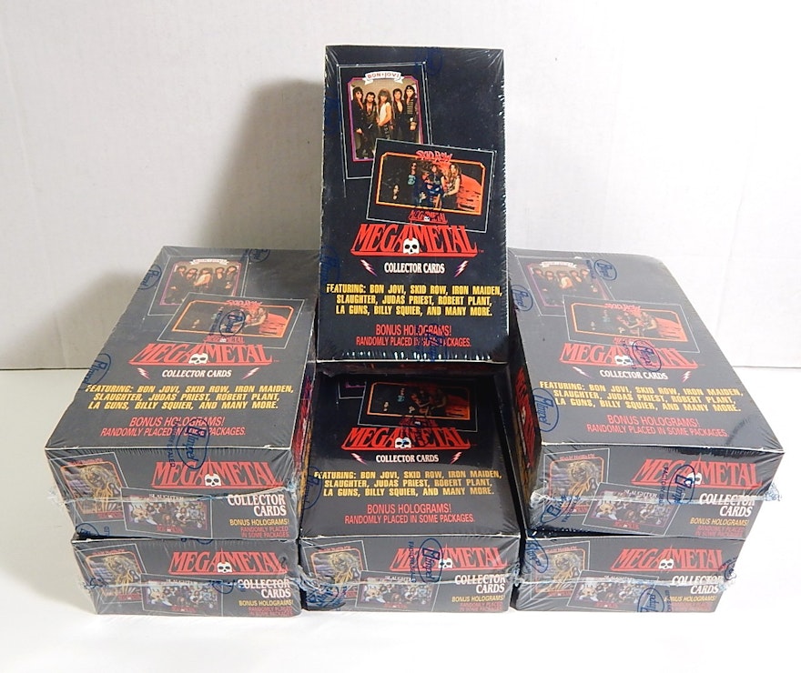 Six Sealed Boxes of Early 1990s Mega Metal Collectors Cards