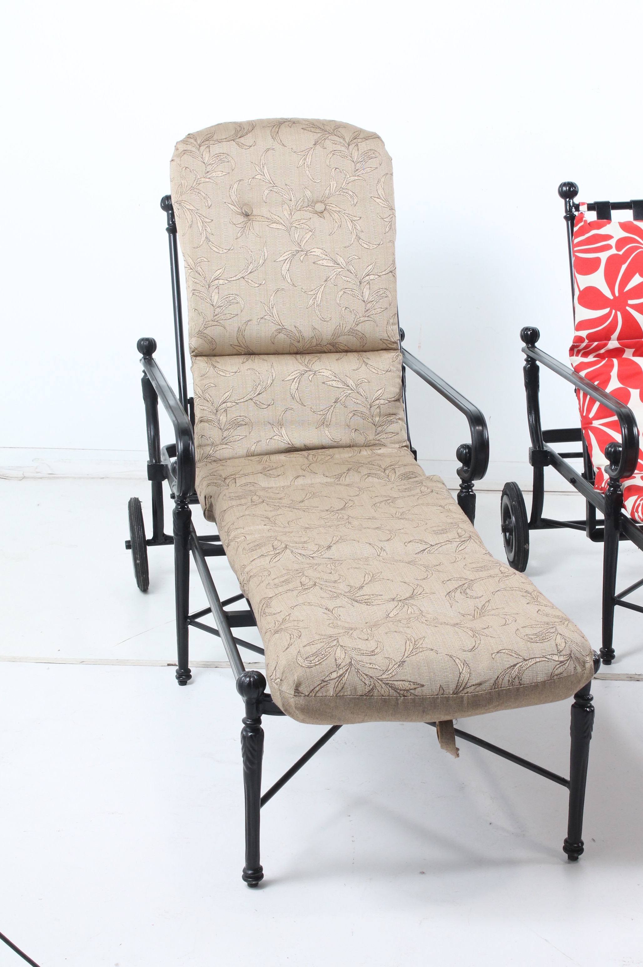 Frontgate Cast Metal Patio Chaise Lounge Chairs